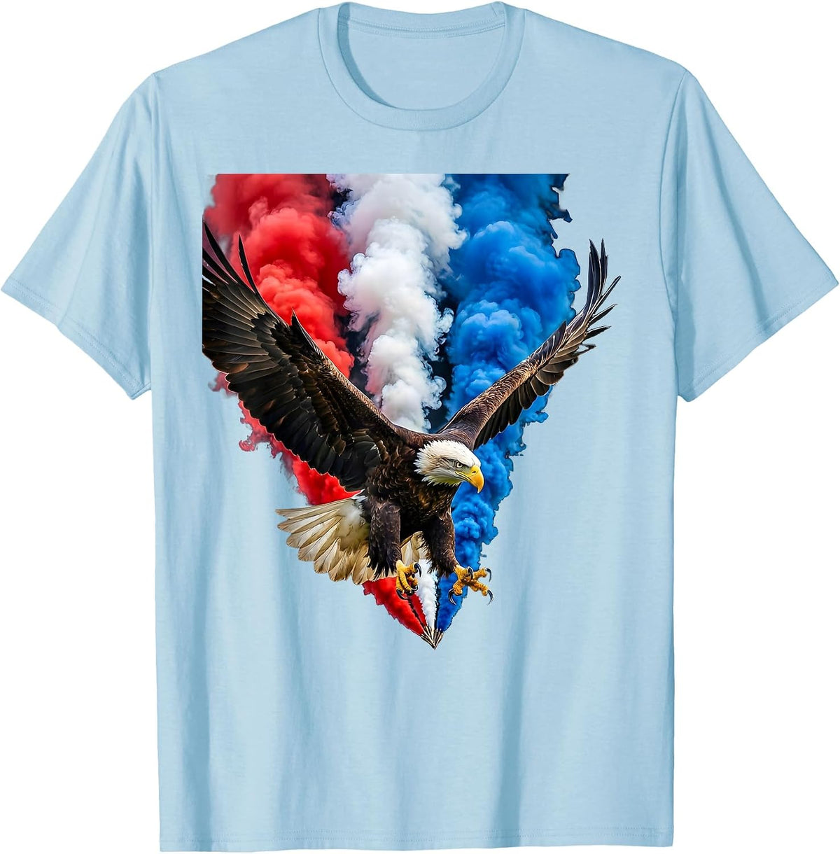 Eagle Diving Talons Out Patriotic Graphic T-Shirt - Baby Blue