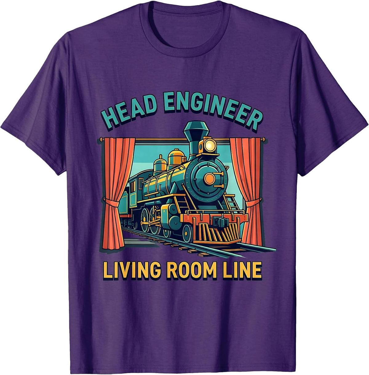 Head Engineer Living Room Line Funny Train Hobbyist Model T-Shirt - Purple