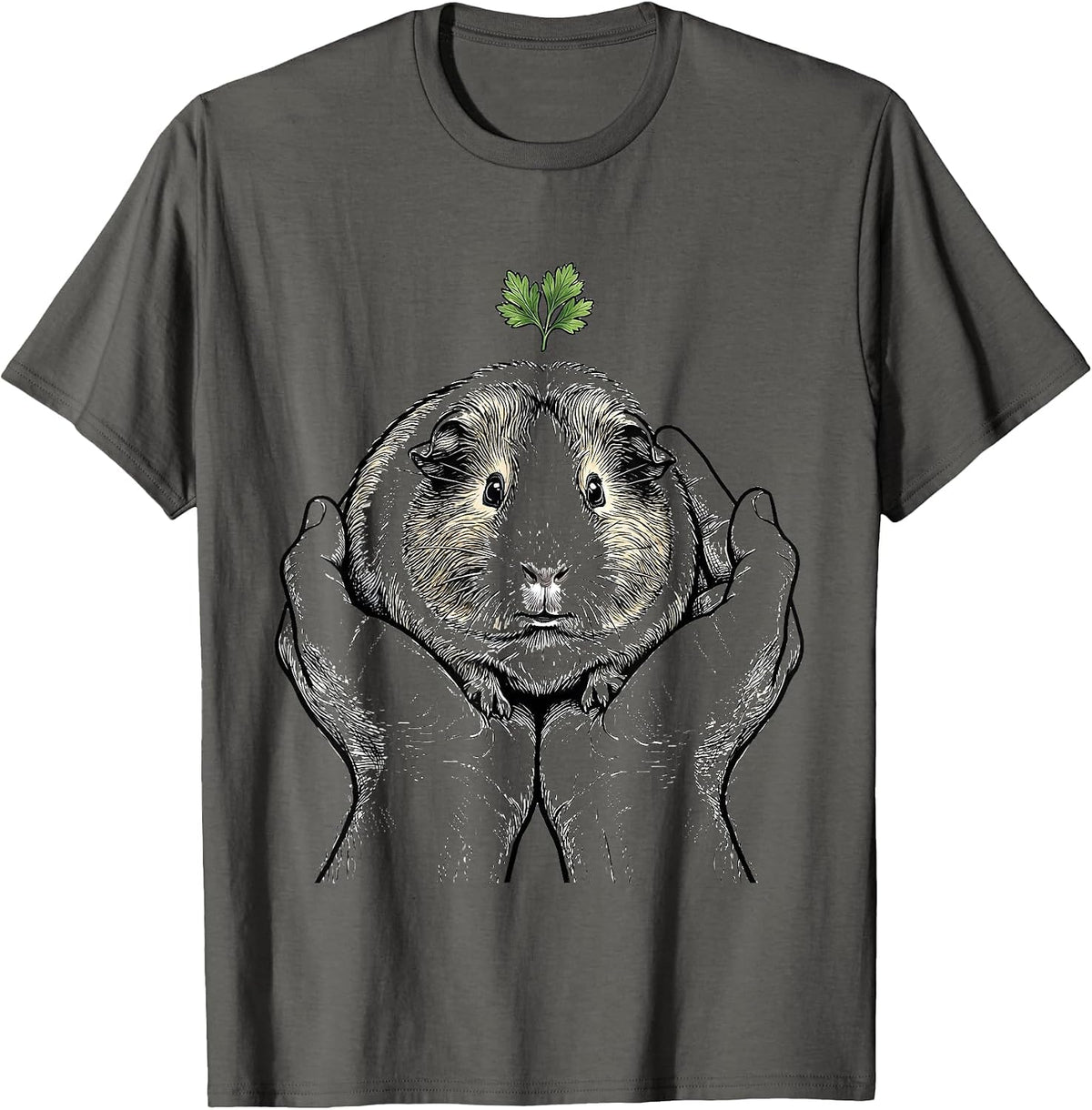 Men's Guinea Pig Hands Cute Pet Lover Gift T-Shirt - Asphalt Grey
