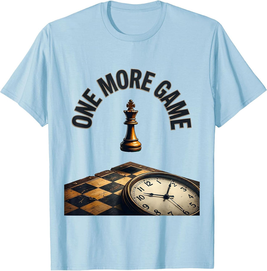 Men's One More Game Funny Chess Player Gift Chess Lover Humor T-Shirt - Baby Blue