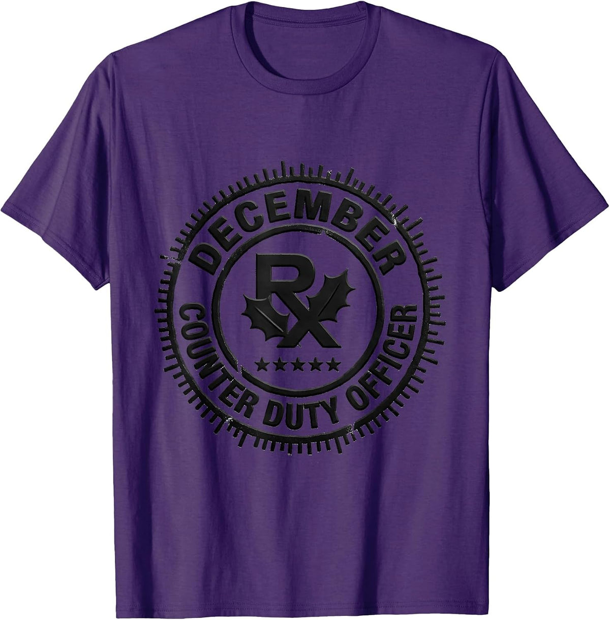 December Counter Duty Officer Rubber Stamp Pharmacy Squad T-Shirt - Purple