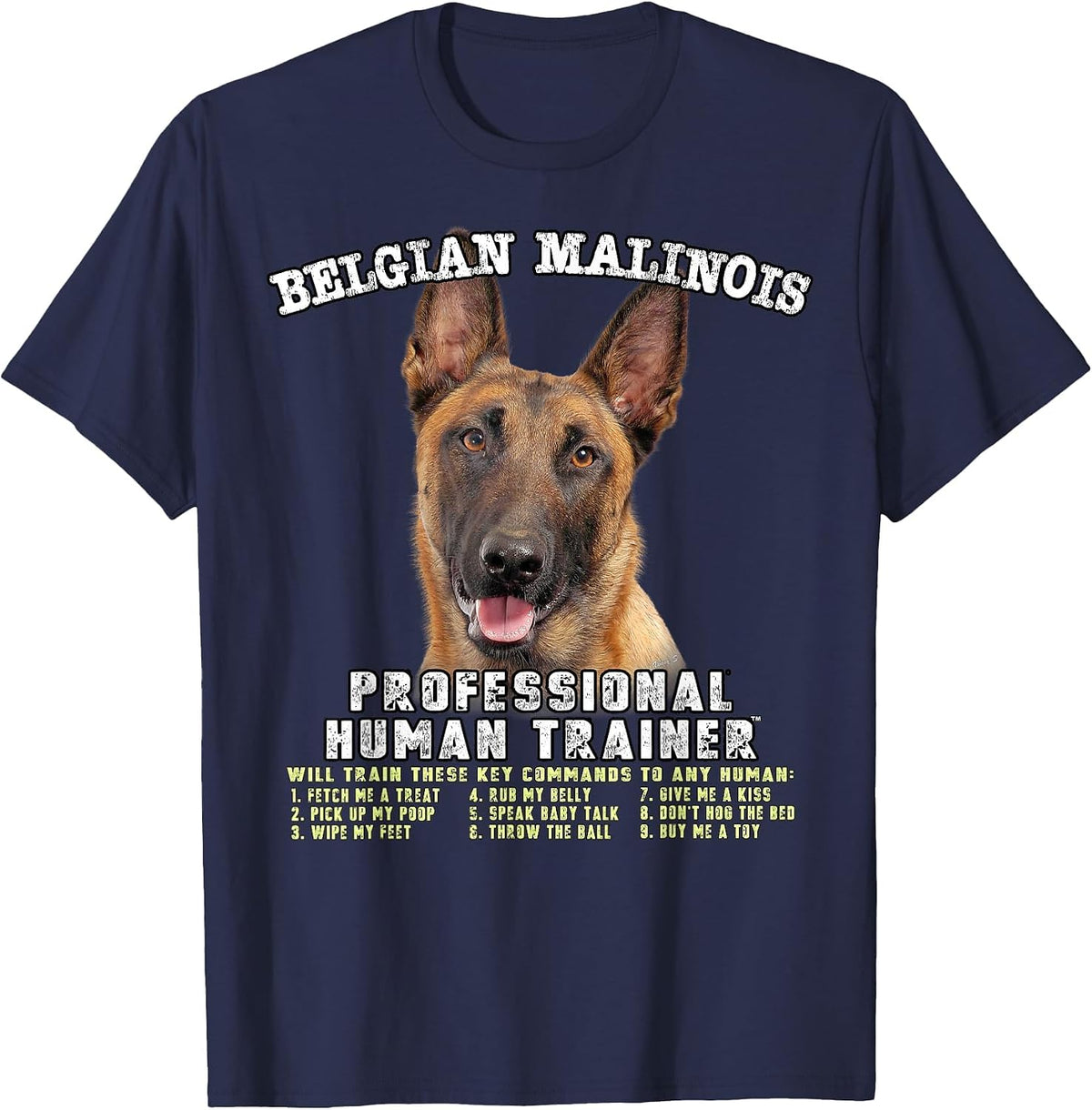 Belgian Malinois Dog Professional Human Trainer T-Shirt - Navy Blue