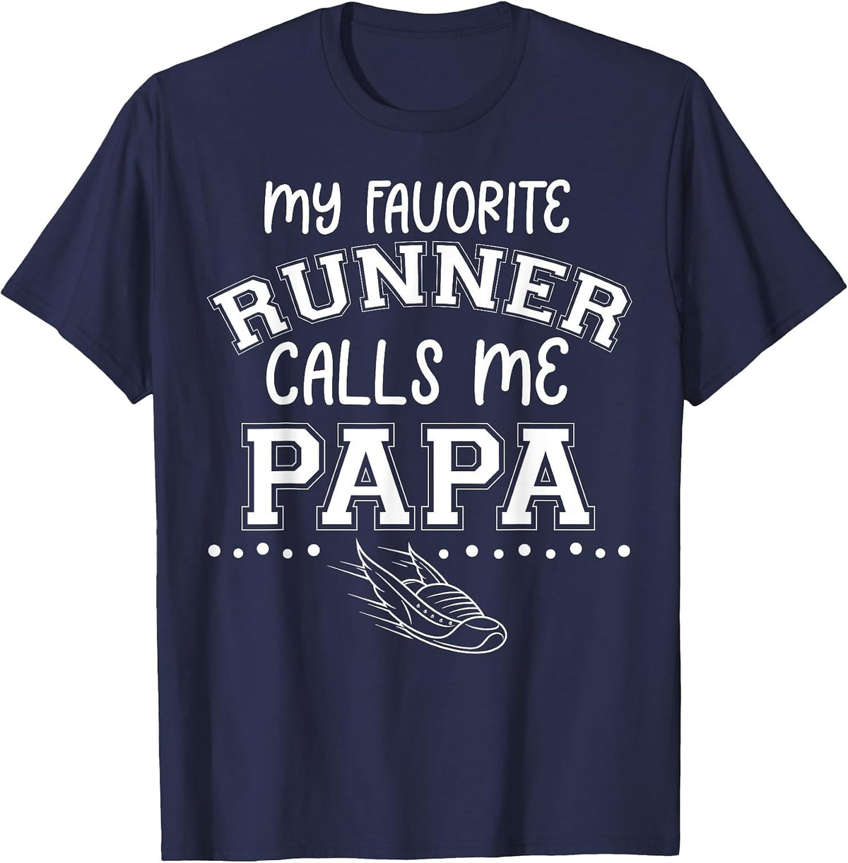 Proud Running Grandpa My Favorite Runner Calls Me Papa Dad T-Shirt - Navy Blue