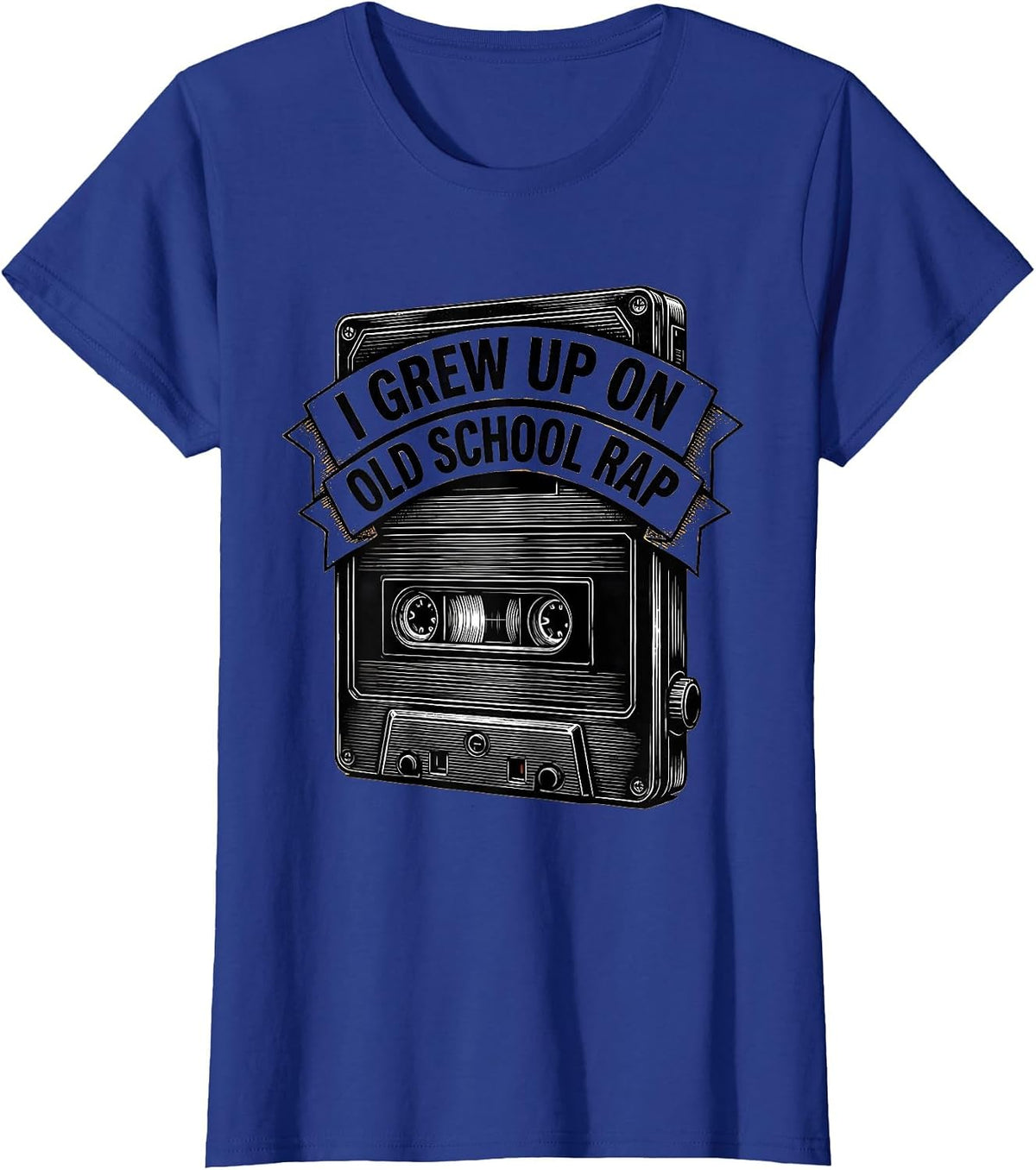 Women's I Grew Up On Old School Rap Vintage Hip Hop Nostalgia T-Shirt - Royal Blue