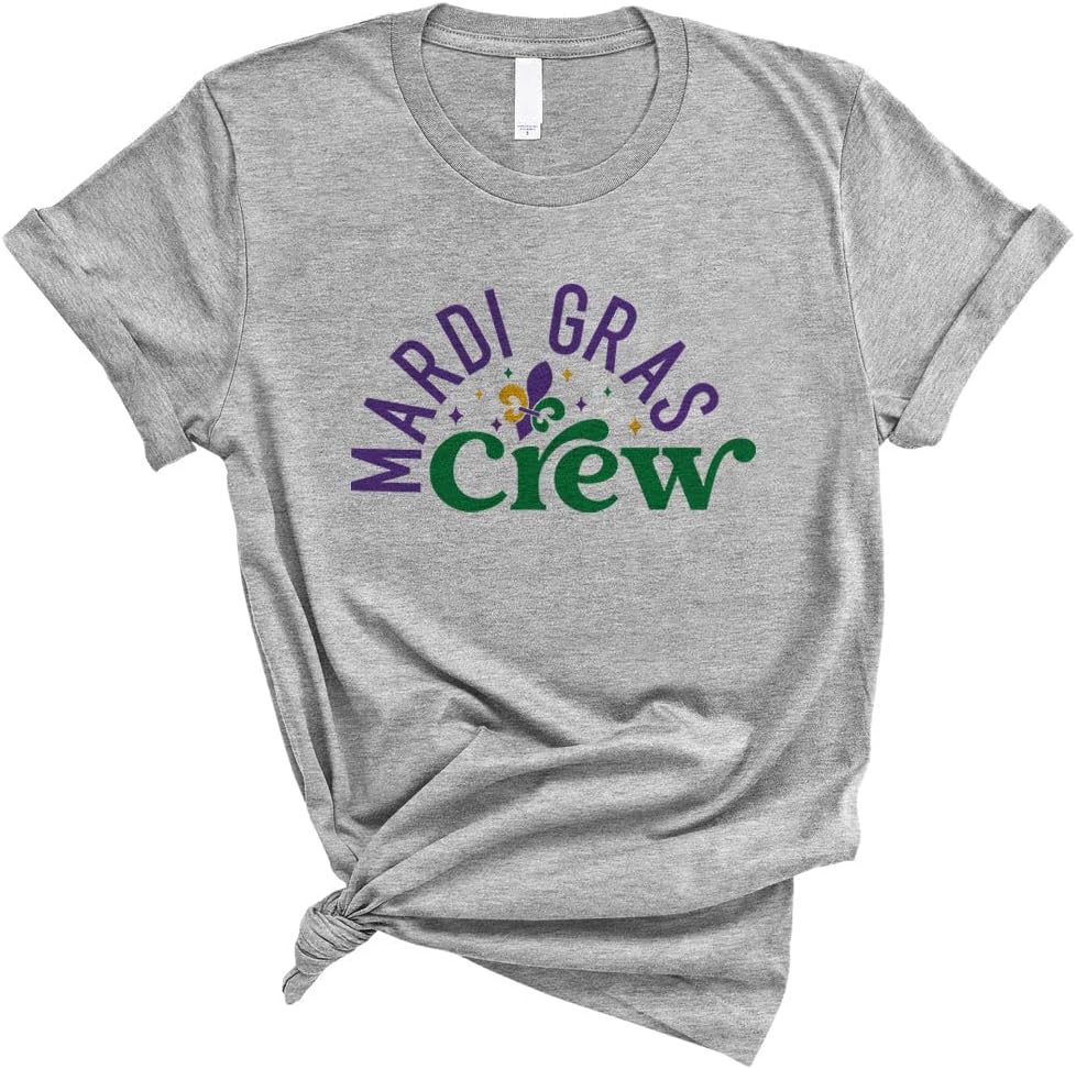 TeesAndTankYou Mardi Gras Crew Shirt Unisex - Grey