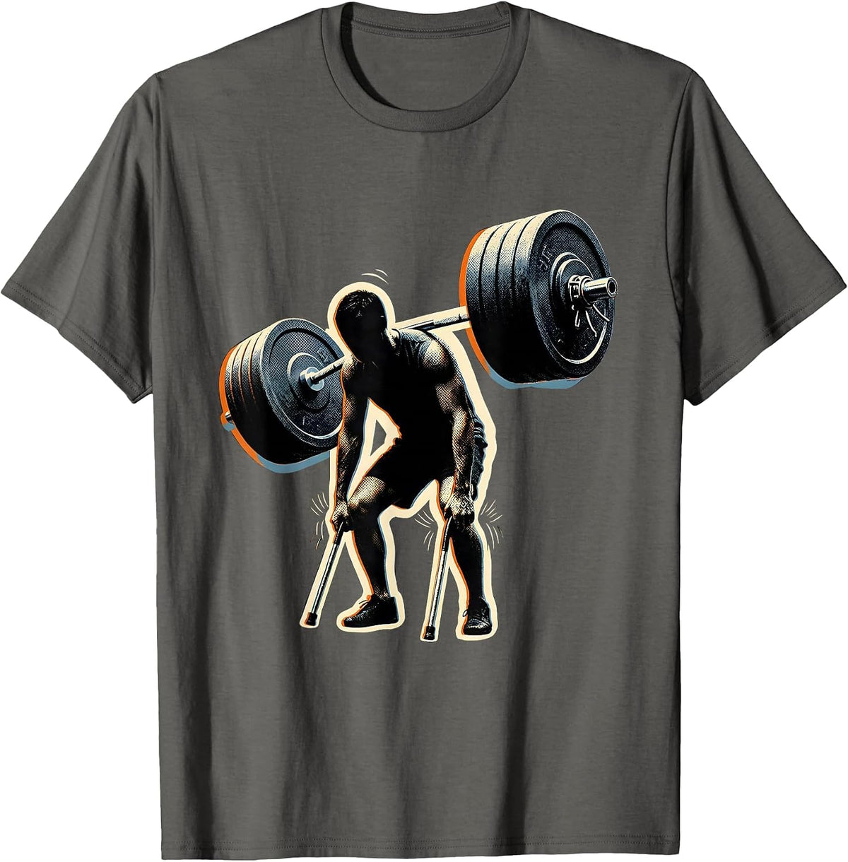 Tiny Exhausted Lifter Funny Gym Workout Meme T-Shirt - Asphalt Grey