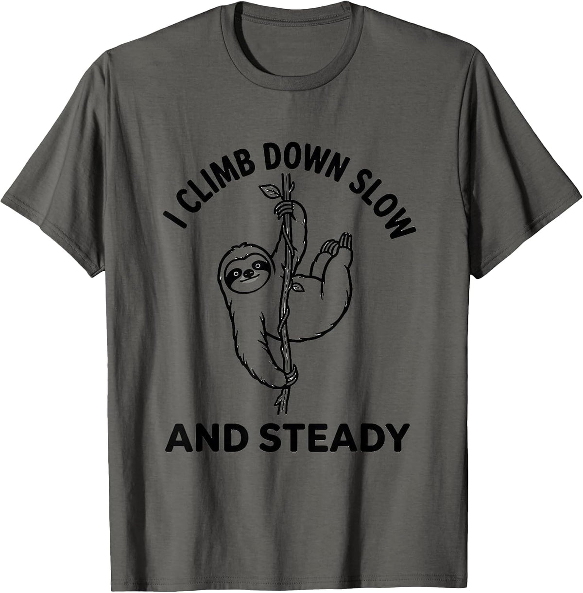 I Climb Down Slow And Steady Funny Sloth Lover Gift T-Shirt - Asphalt Grey