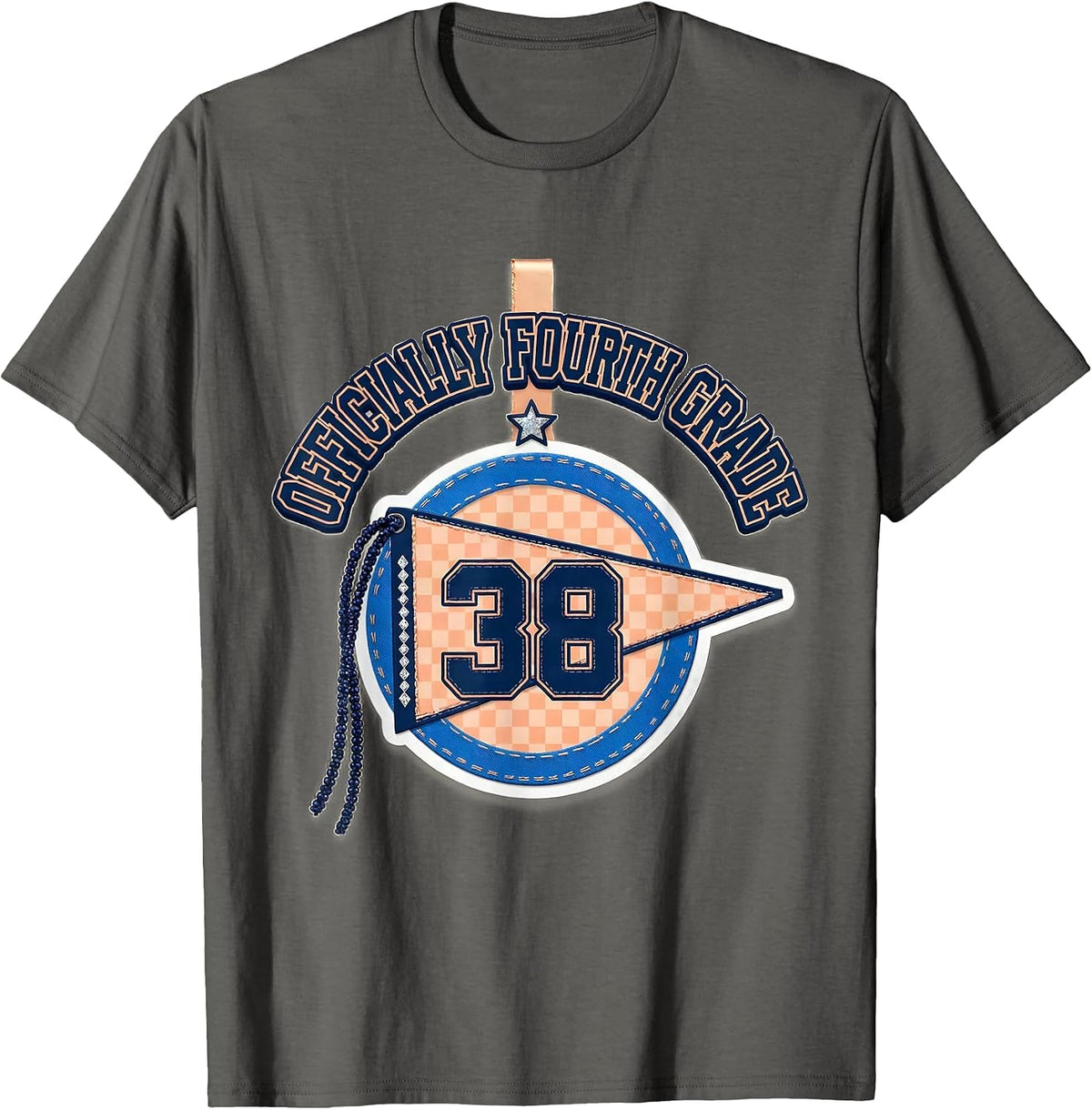 Men's Officially Fourth Grade Sparkle Varsity Back To School Girl T-Shirt - Asphalt Grey