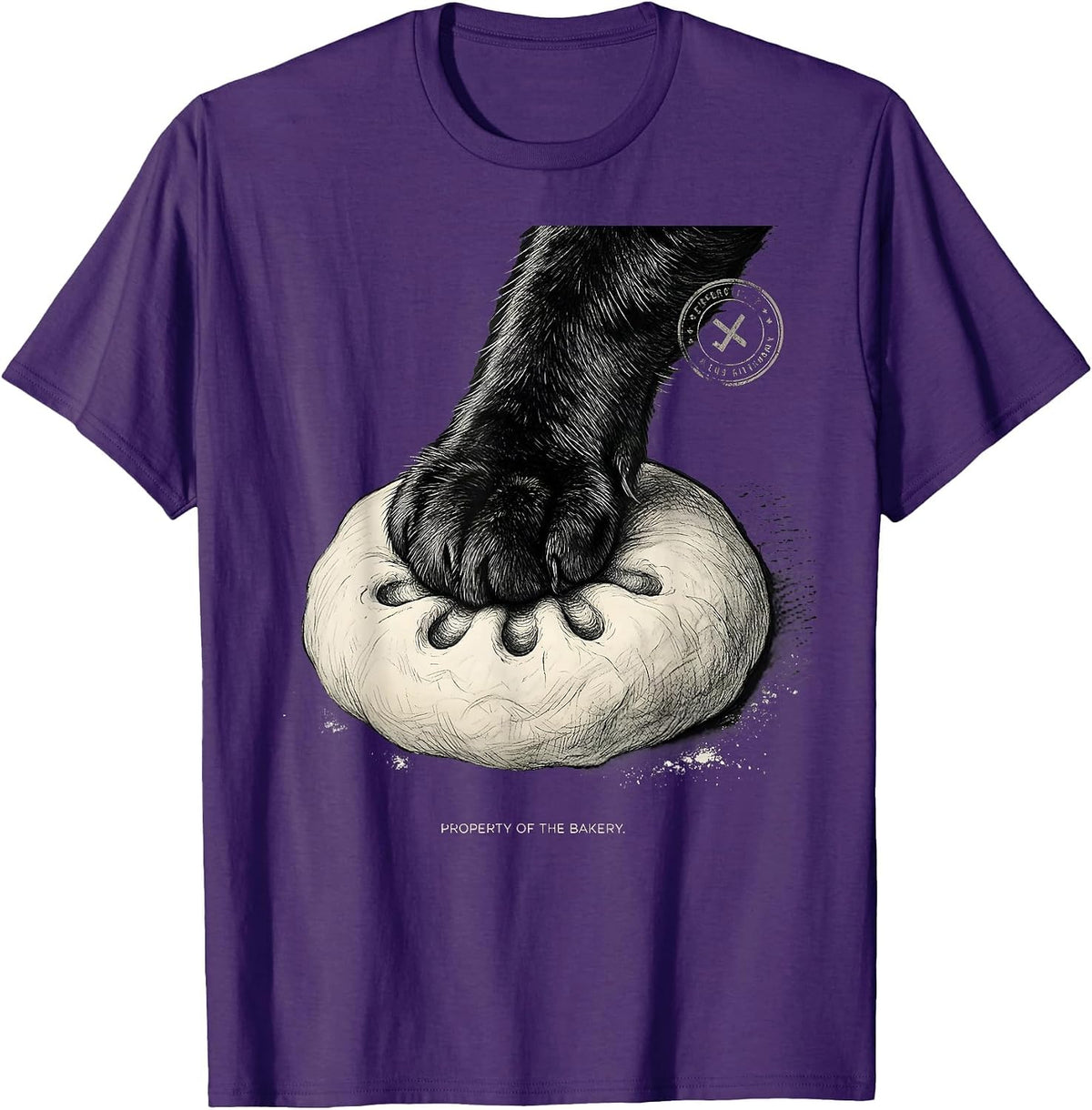 Property Of The Bakery Funny Black Cat Bakery Lover Humor T-Shirt - Purple