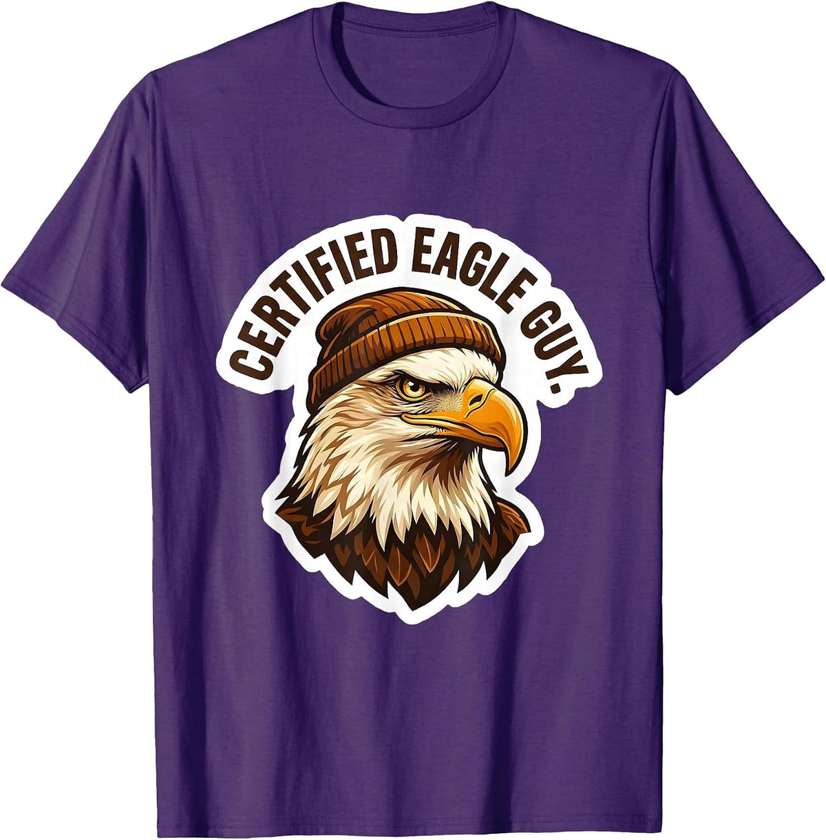 Certified Eagle Guy Bold Eagle Portrait Faith Mascot T-Shirt - Purple