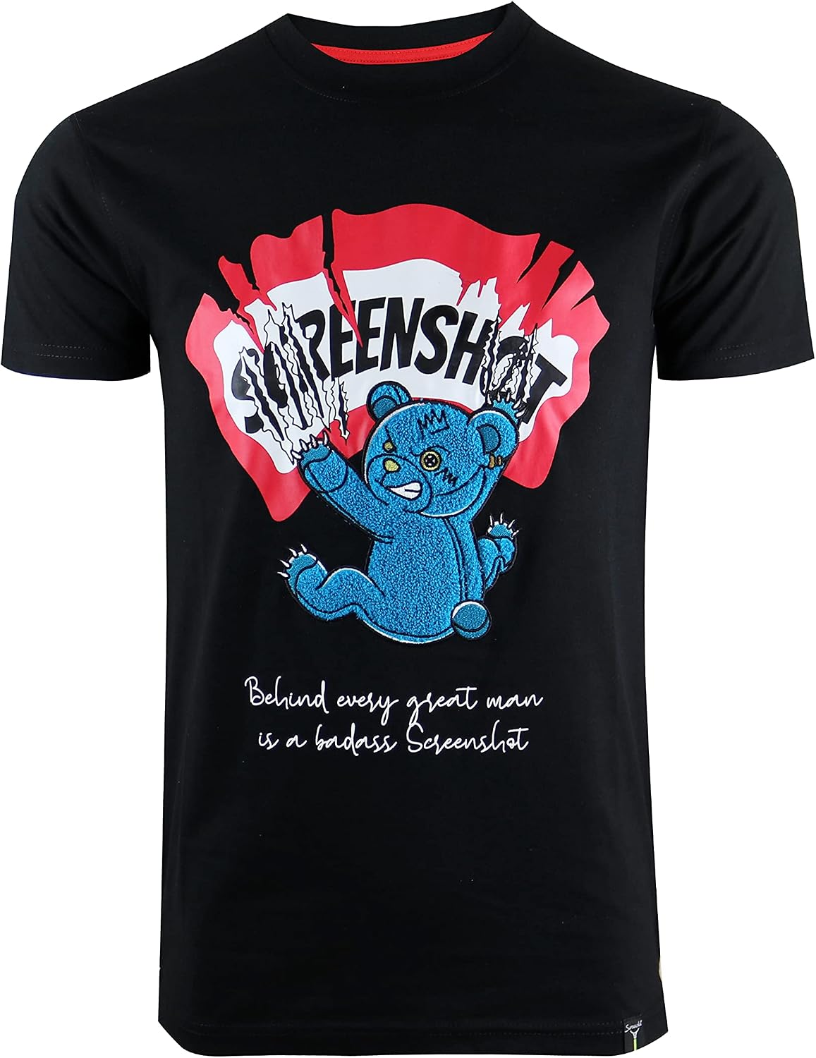 SCREENSHOT-2202-SS-2 Mens Stylish Double Layer Patch Embroidery High Density Gel Premium Quality Tee - S1129-black