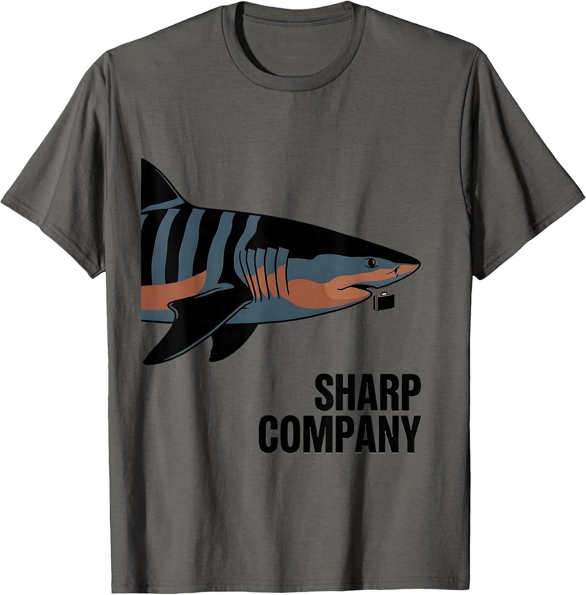 Men's Sharp Company Calm Tiger Shark Marine Biology Ocean Wildlife T-Shirt - Asphalt Grey
