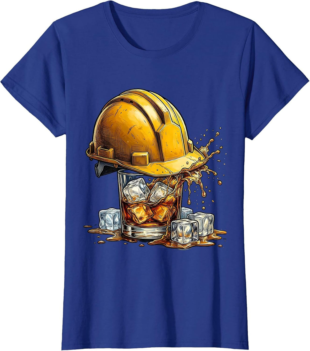 Women's Whiskey Lover Labor Day Hard Hat Graphic T-Shirt - Royal Blue