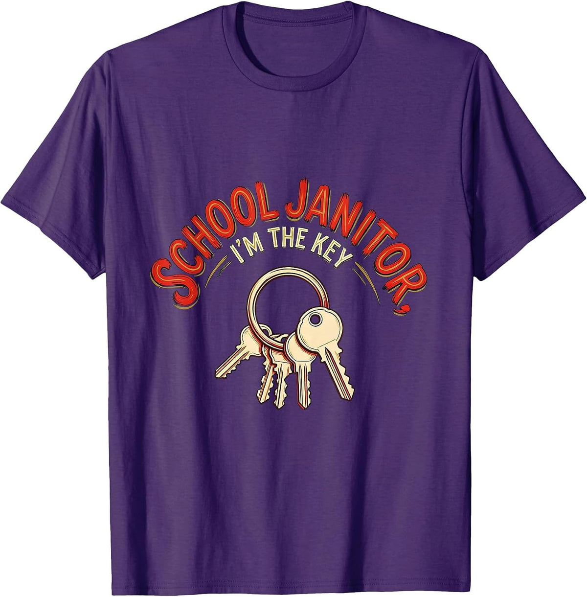Men's School Janitor, I'm The Key Funny Custodian Appreciation T-Shirt - Purple