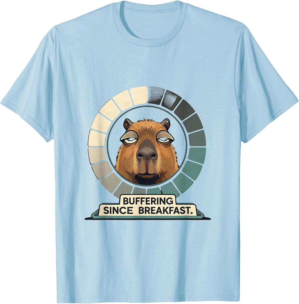 Men's Buffering Since Breakfast Funny Capybara Gamer Humor T-Shirt - Baby Blue