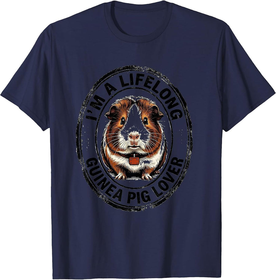 I'm A Lifelong Guinea Pig Lover Funny Farm Animal Humor T-Shirt - Navy Blue