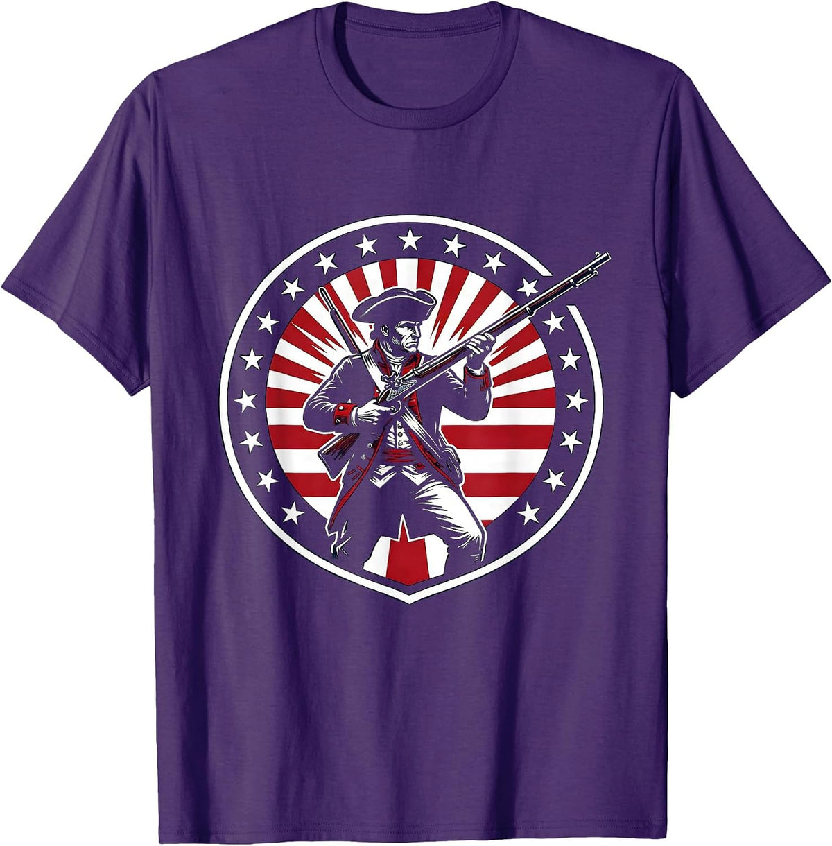 1776 Minuteman Loading Flintlock Rifle Graphic T-Shirt - Purple