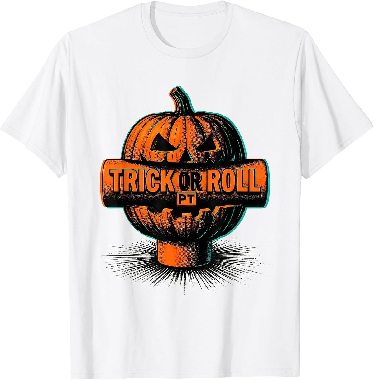 Men's Trick Or Roll PT Halloween Physical Therapy Therapist Humor T-Shirt - White
