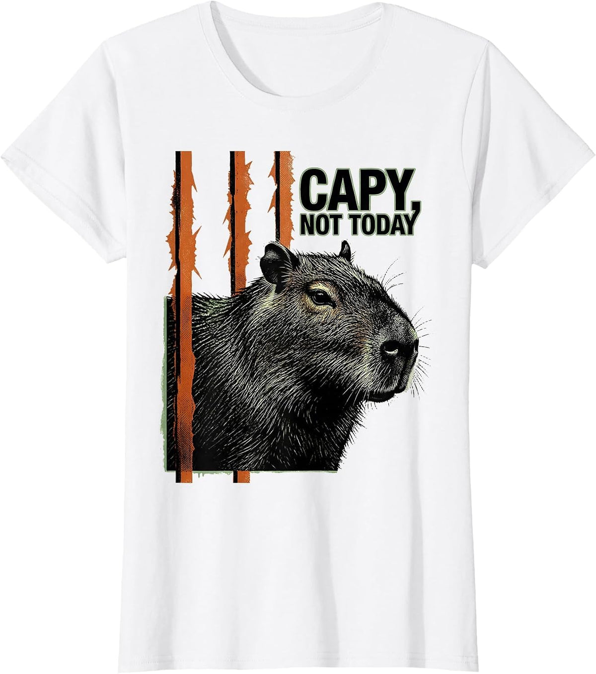 capy, not today Funny Capybara Meme Animal Humor T-Shirt - White