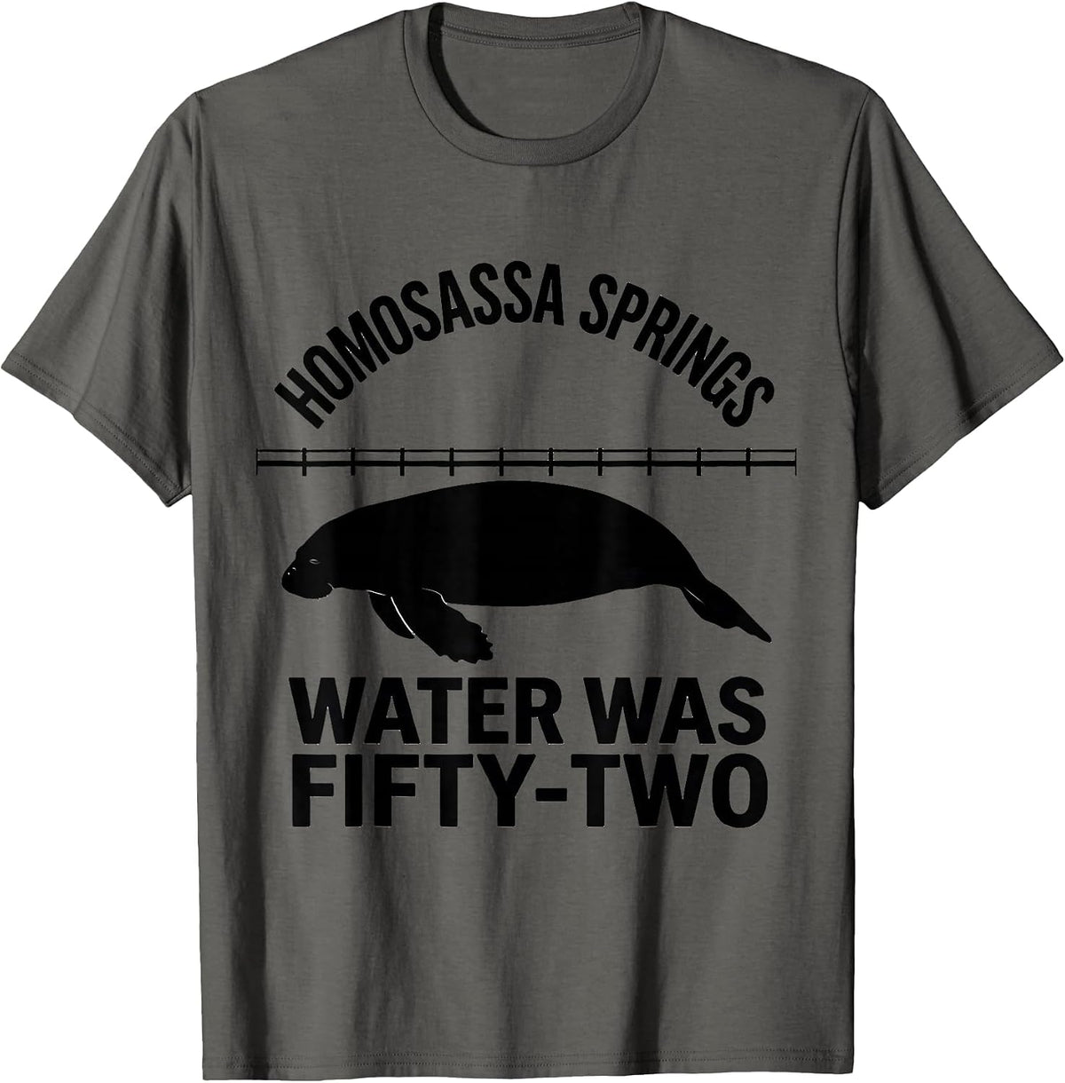 Homosassa Springs Water Was Fifty-Two Funny Manatee Lover T-Shirt - Asphalt Grey