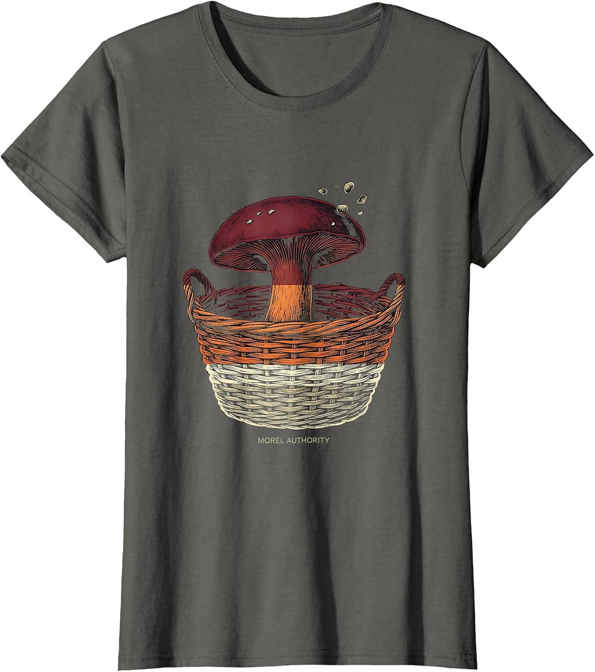 Women's Morel Authority Funny Mushroom Forager Mycology Humor T-Shirt - Asphalt Grey