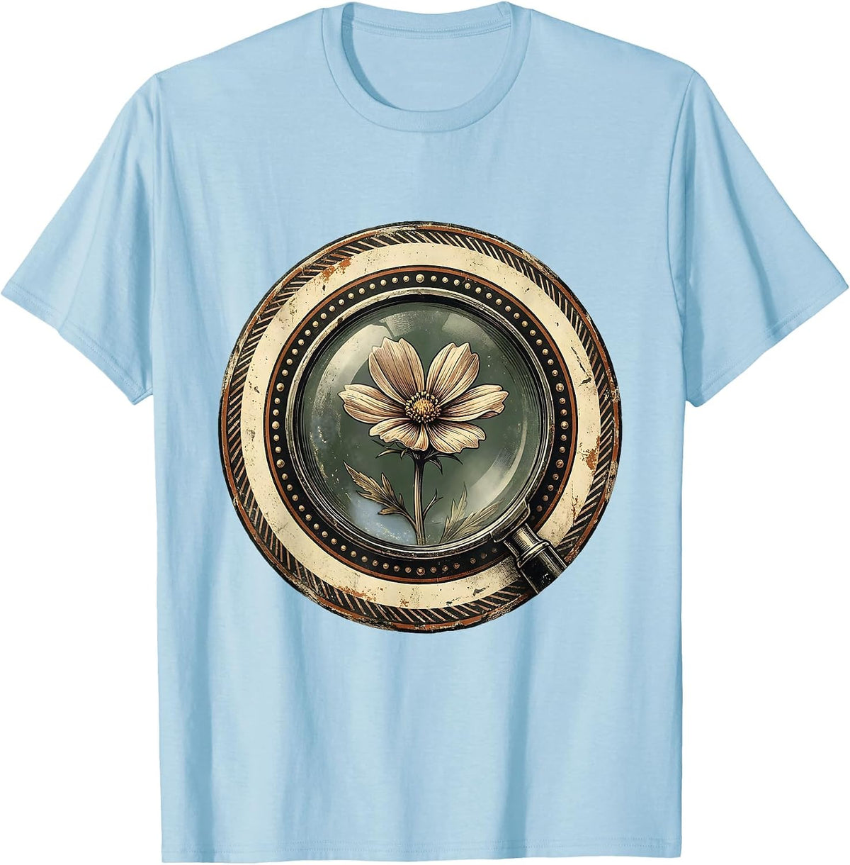 Men's Special Education Teacher Magnifying Glass Flower T-Shirt - Baby Blue