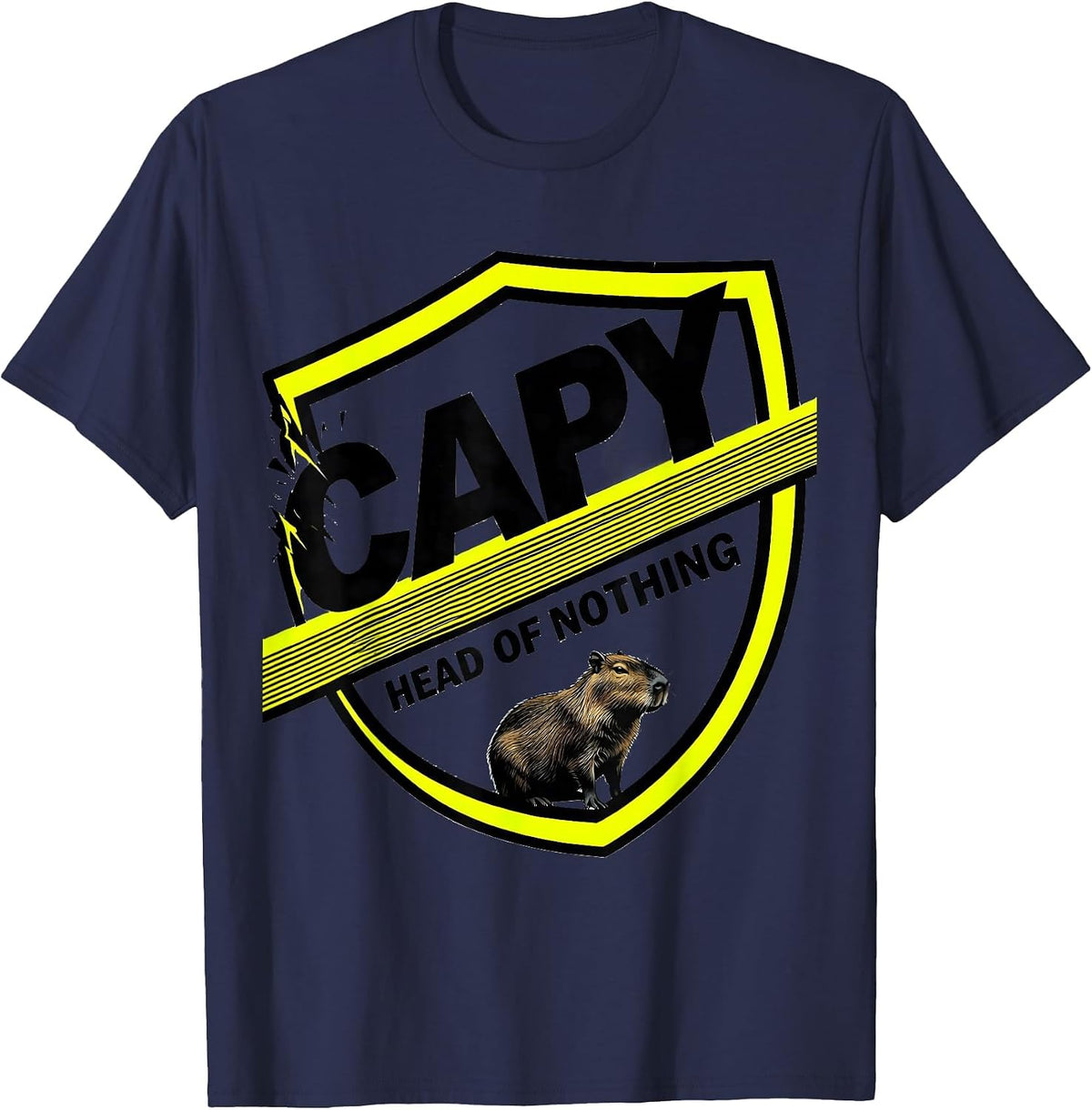 Men's Capy, Head Of Nothing Funny Capybara Animal Meme Humor T-Shirt - Navy Blue