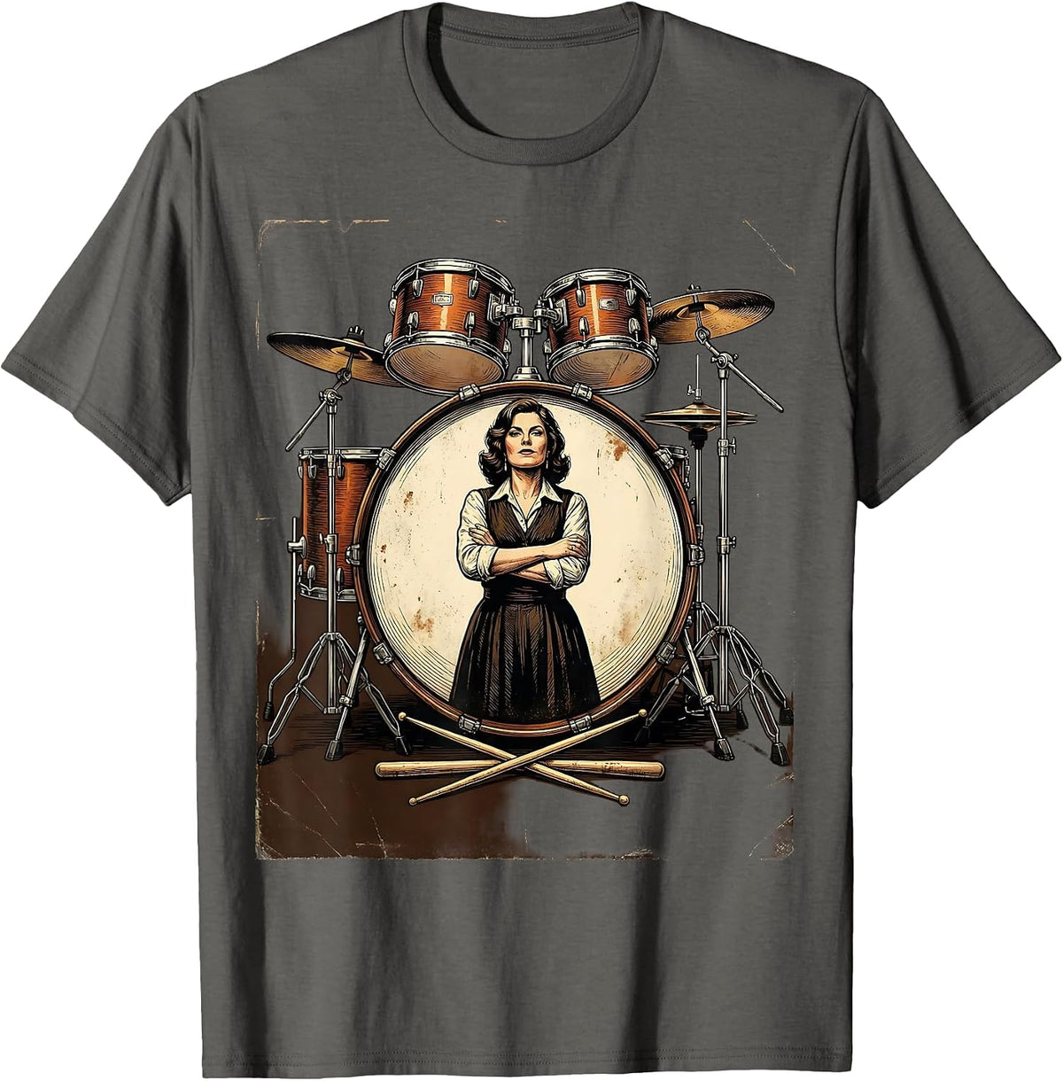 Proud Band Mom Drum Set Graphic T-Shirt - Asphalt Grey