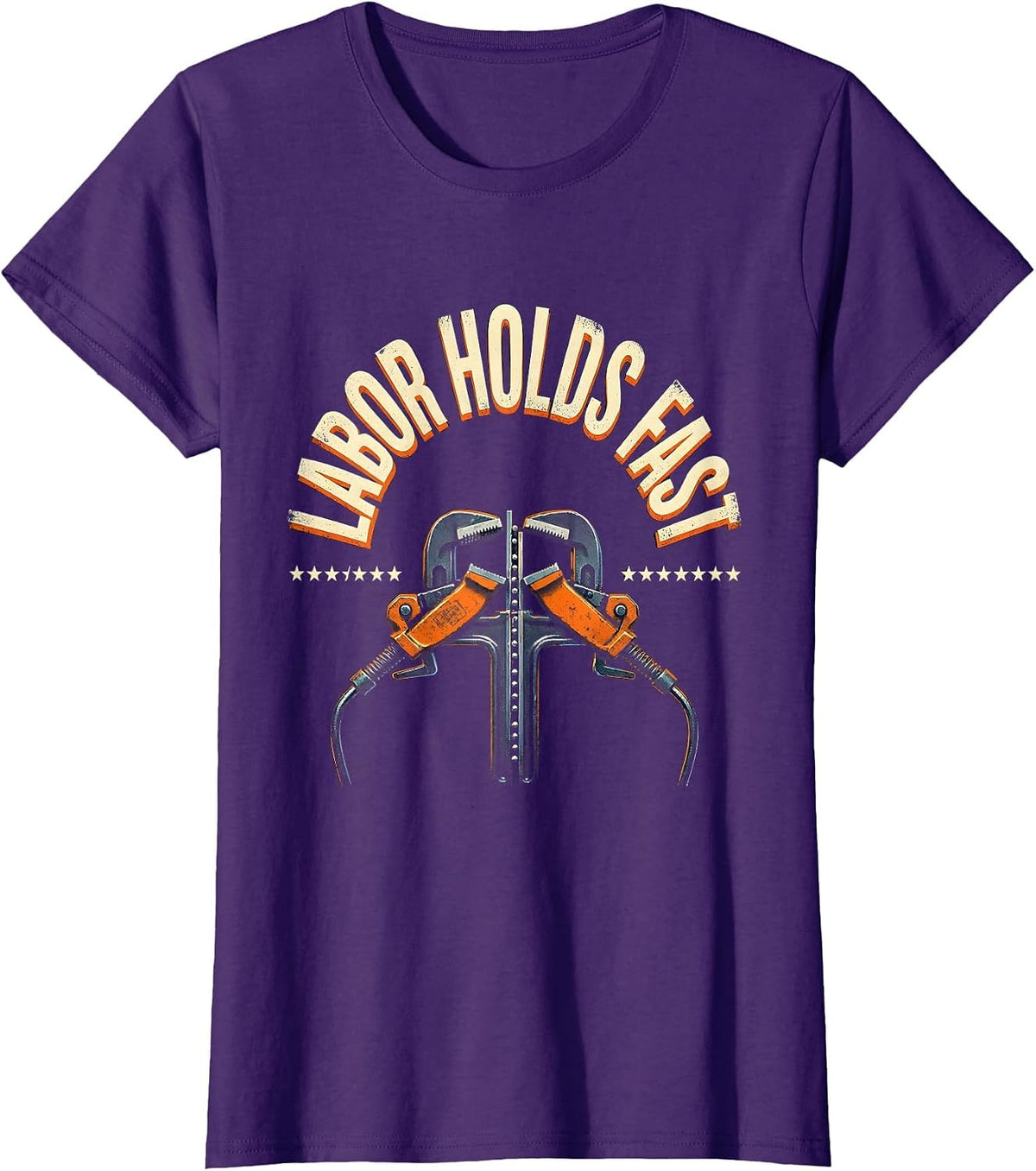 Women's Labor Holds Fast Heavy Condensed Union Worker Solidarity T-Shirt - Purple