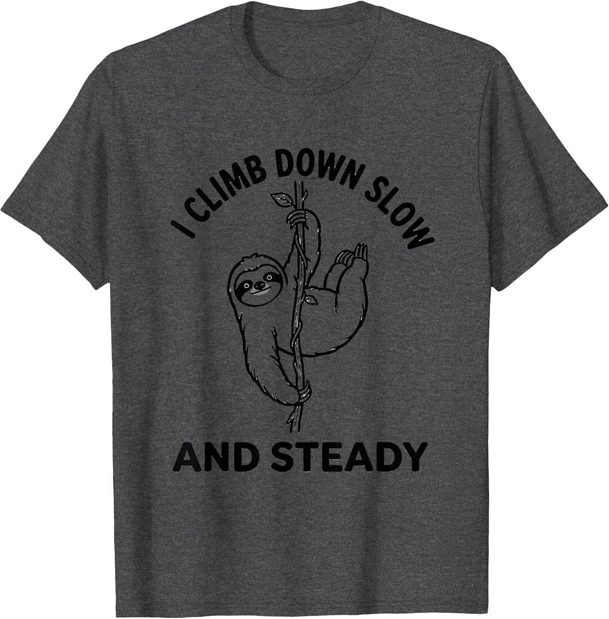 I Climb Down Slow And Steady Funny Sloth Lover Gift T-Shirt - Dark Heather Grey