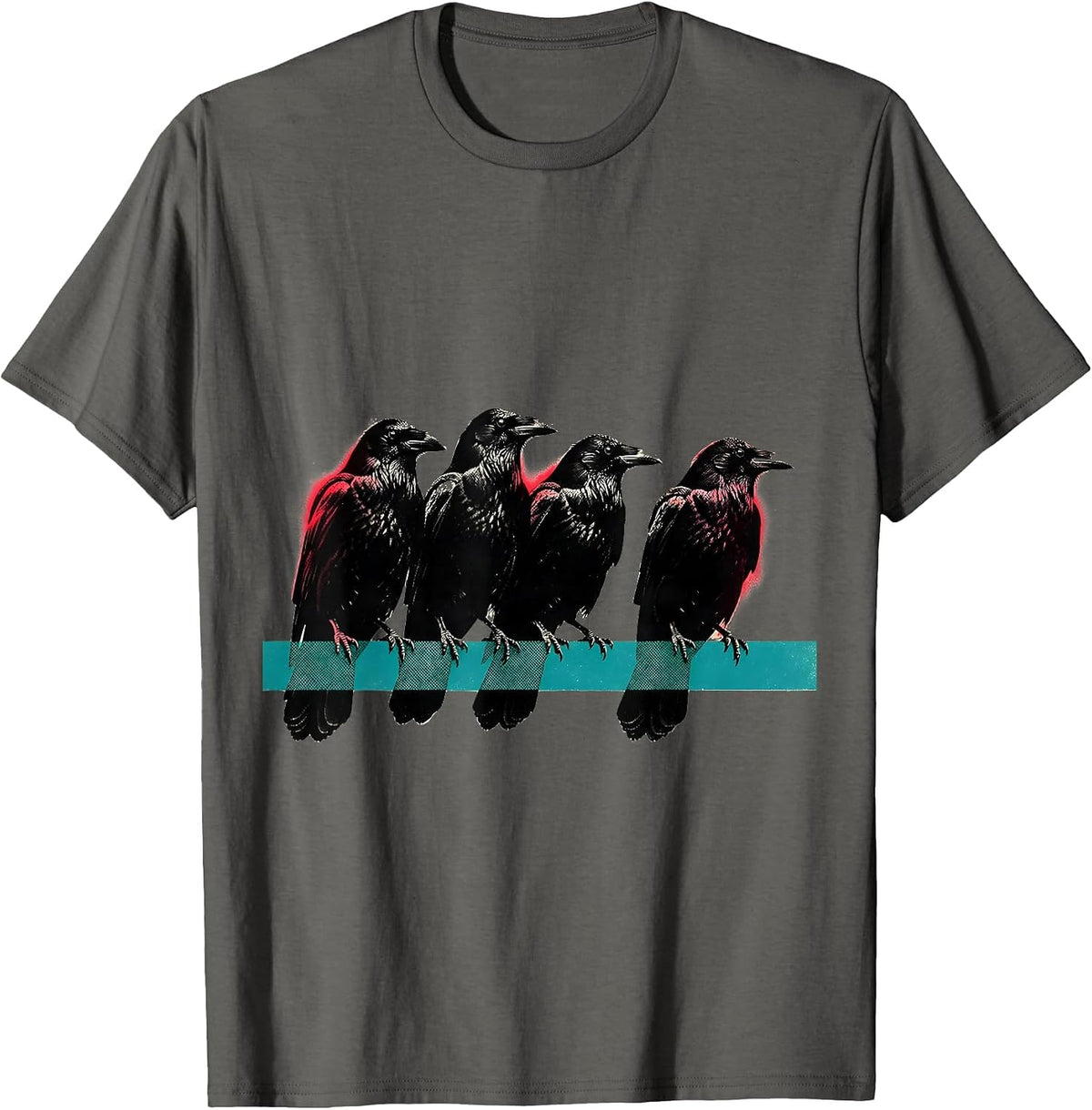 Crow Flock Silhouettes Dark Humor Gothic Bird Lover T-Shirt - Asphalt Grey
