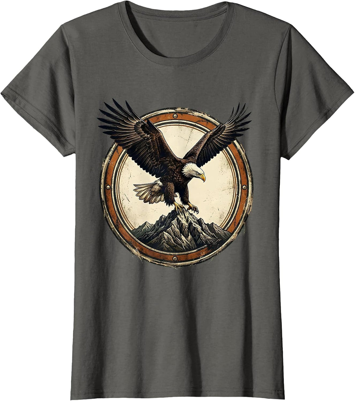 Women's God Is Good Bald Eagle Mountain Summit Design T-Shirt - Asphalt Grey