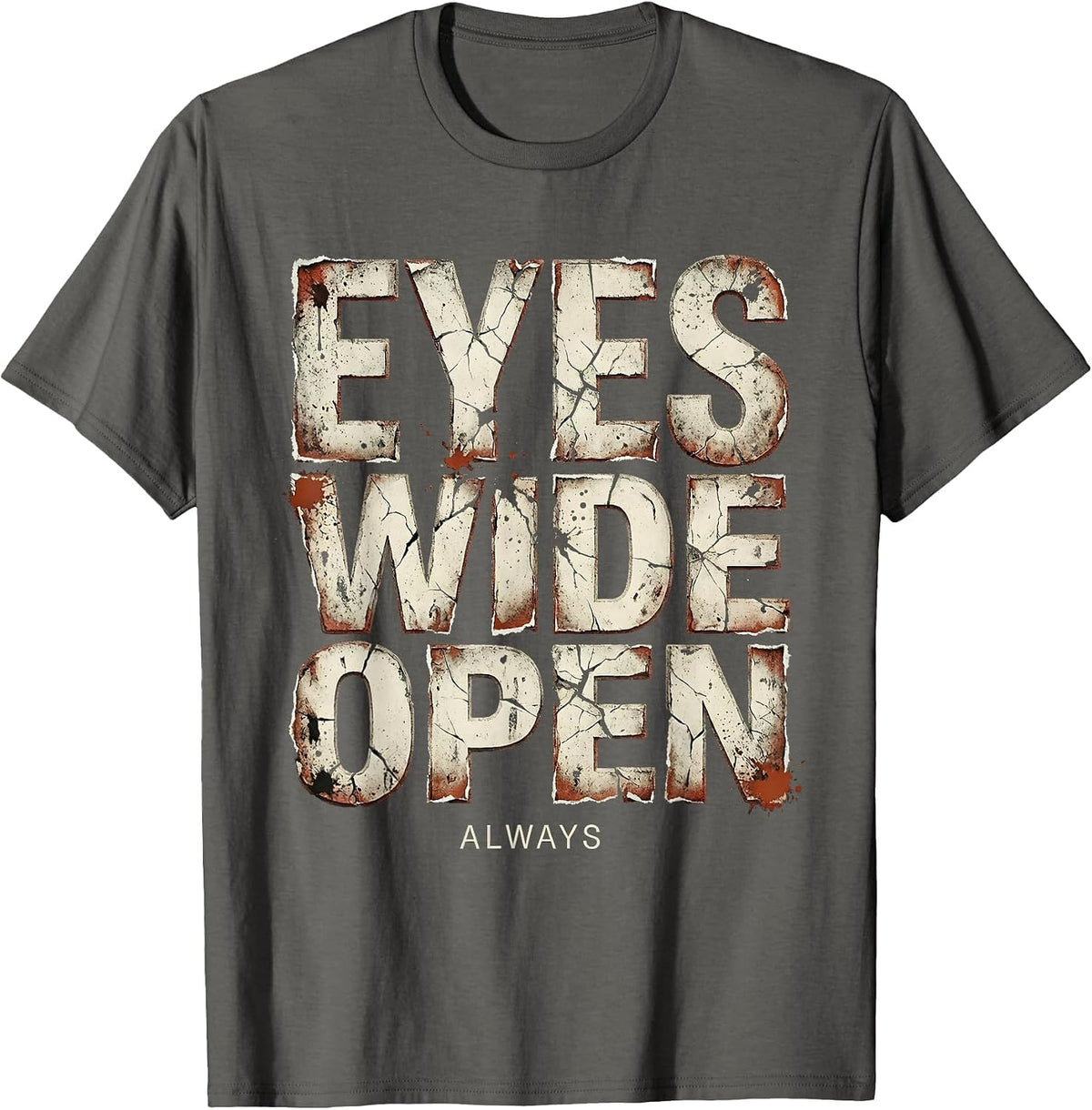 Eyes Wide Open Always Anime Graphic Design T-Shirt - Asphalt Grey