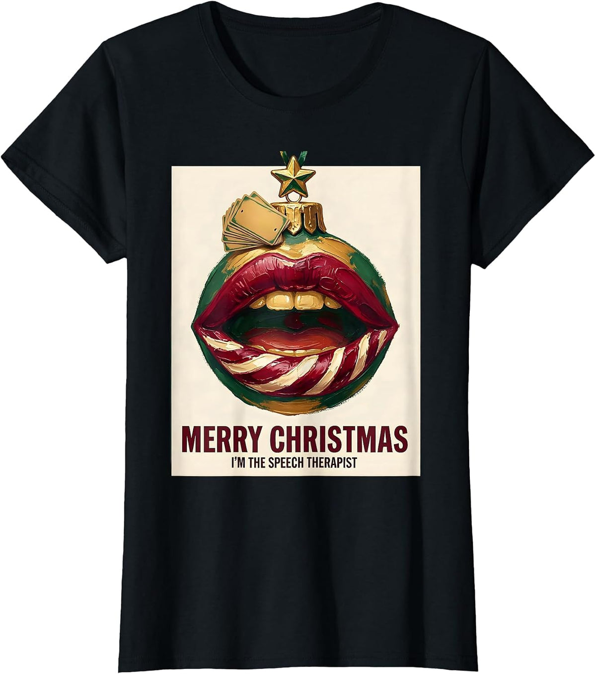 Merry Christmas, I'm The Speech Therapist Funny T-Shirt - Black