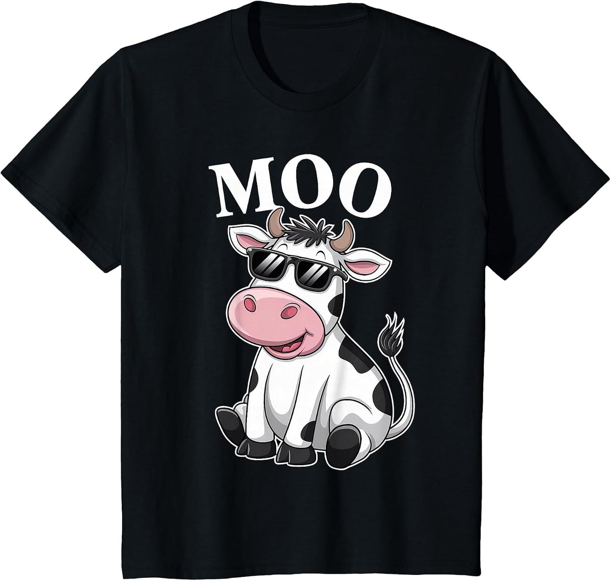 Moo Cow - Funny Farmer Cow for Men Women Kids Boys and Girls T-Shirt - Black