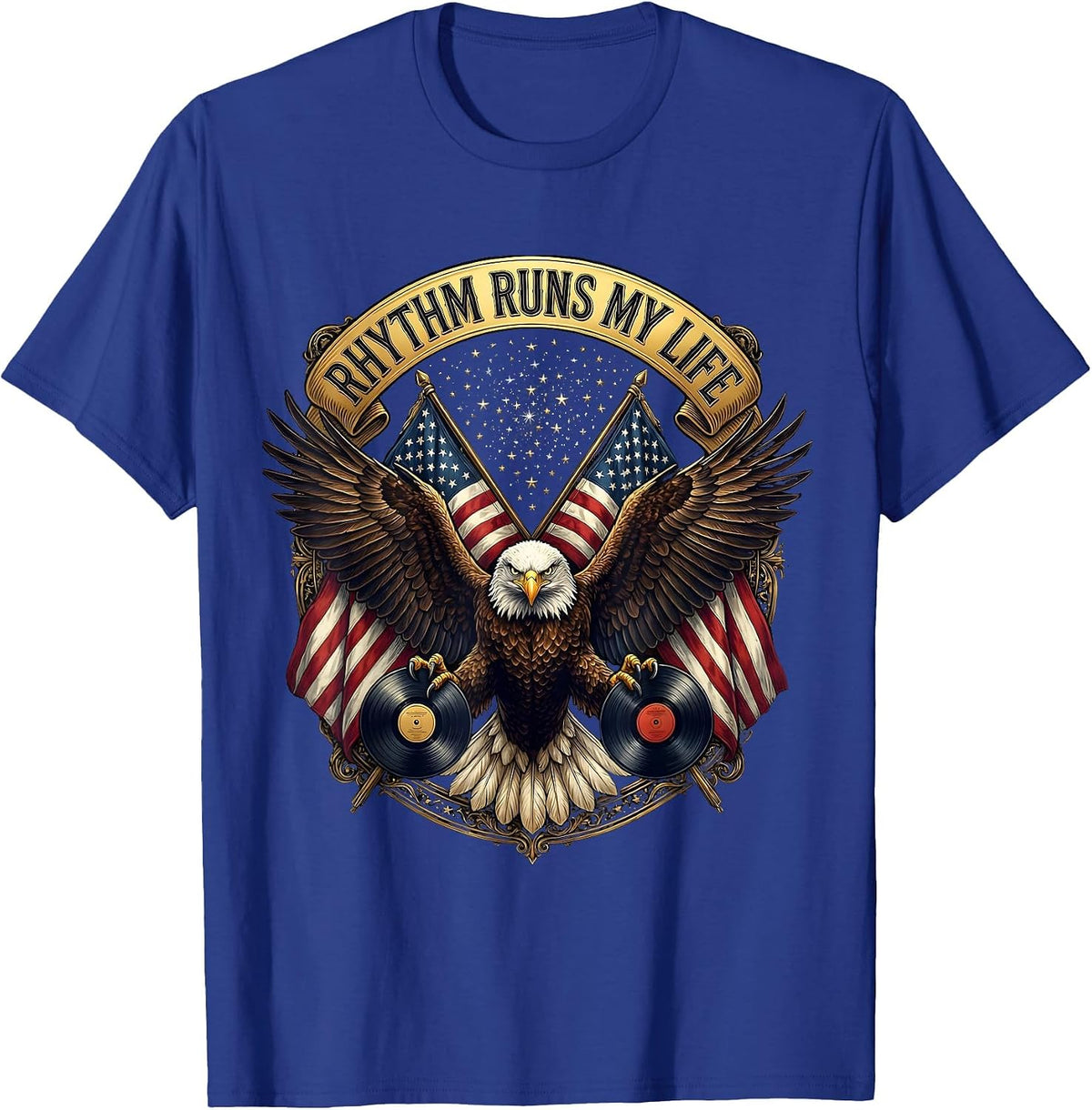 Rhythm Runs My Life Hip Hop Music Design T-Shirt - Royal Blue