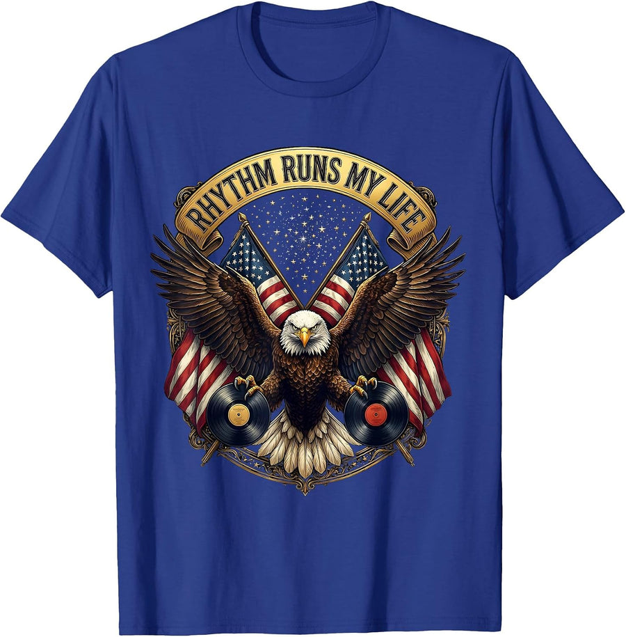 Rhythm Runs My Life Hip Hop Music Design T-Shirt - Royal Blue