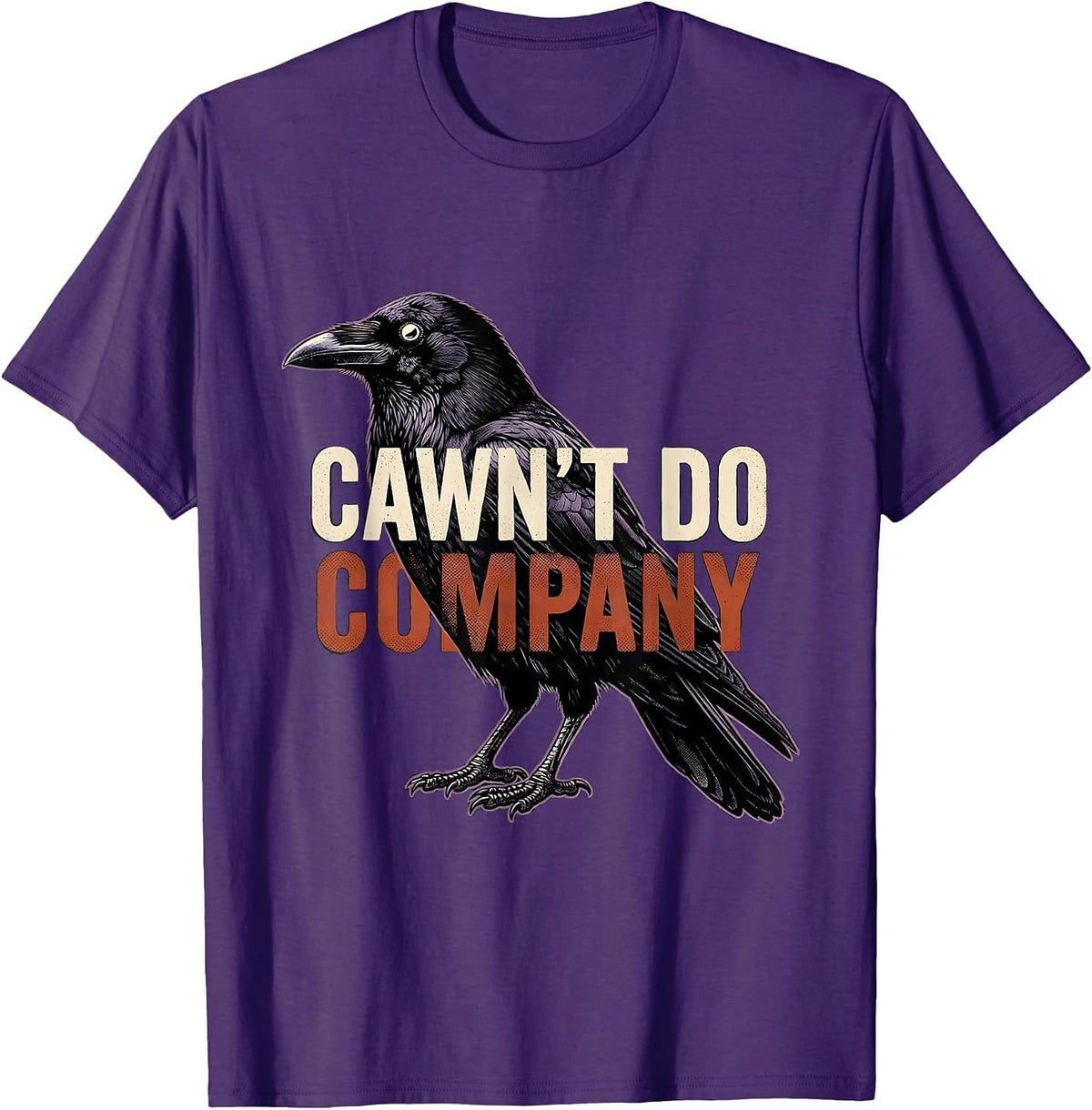 Men's Cawn't Do Company Gothic Crow Dark Humor Raven Silhouette T-Shirt - Purple