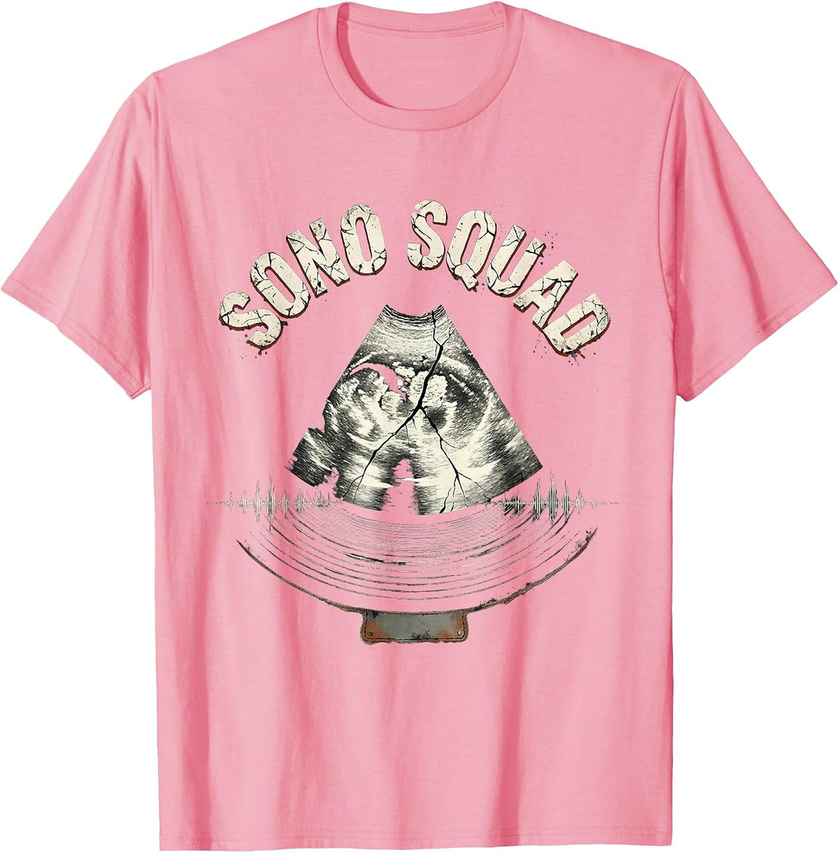 Men's Sono Squad Distressed Radiology Tech Halloween Workplace T-Shirt - Pink