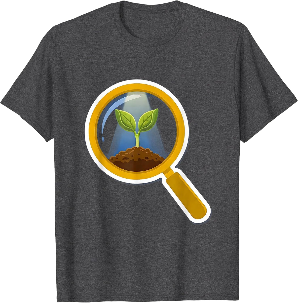 Special Education Teacher Magnifying Glass Seed Art T-Shirt - Dark Heather Grey