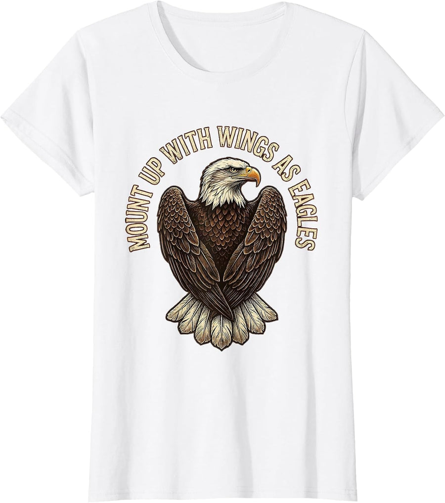 Women's Mount Up With Wings As Eagles Vintage Eagle Fan Gift T-Shirt - White