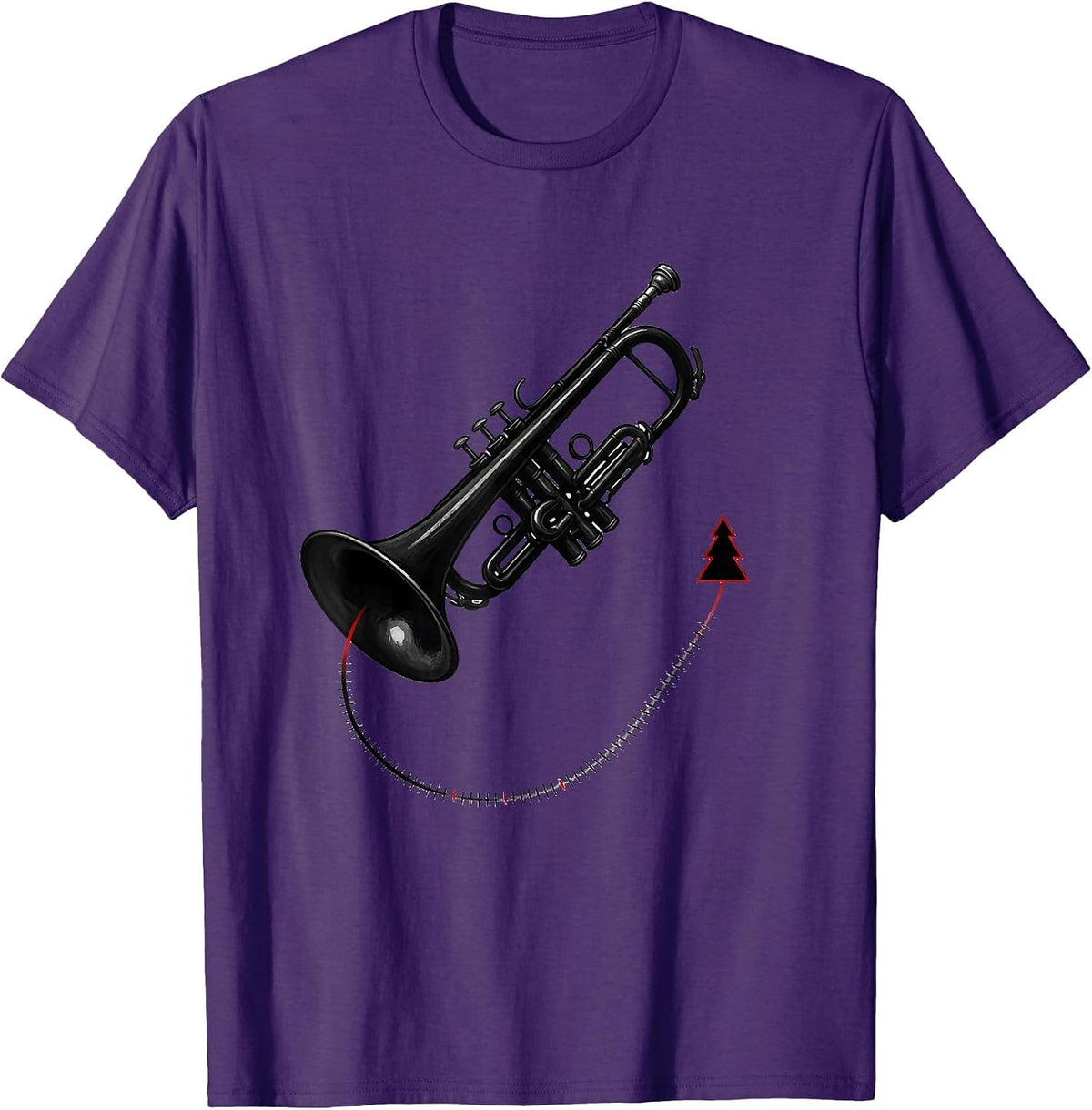 Trombone Silhouette Minimalist Christmas Musician Gift T-Shirt - Purple