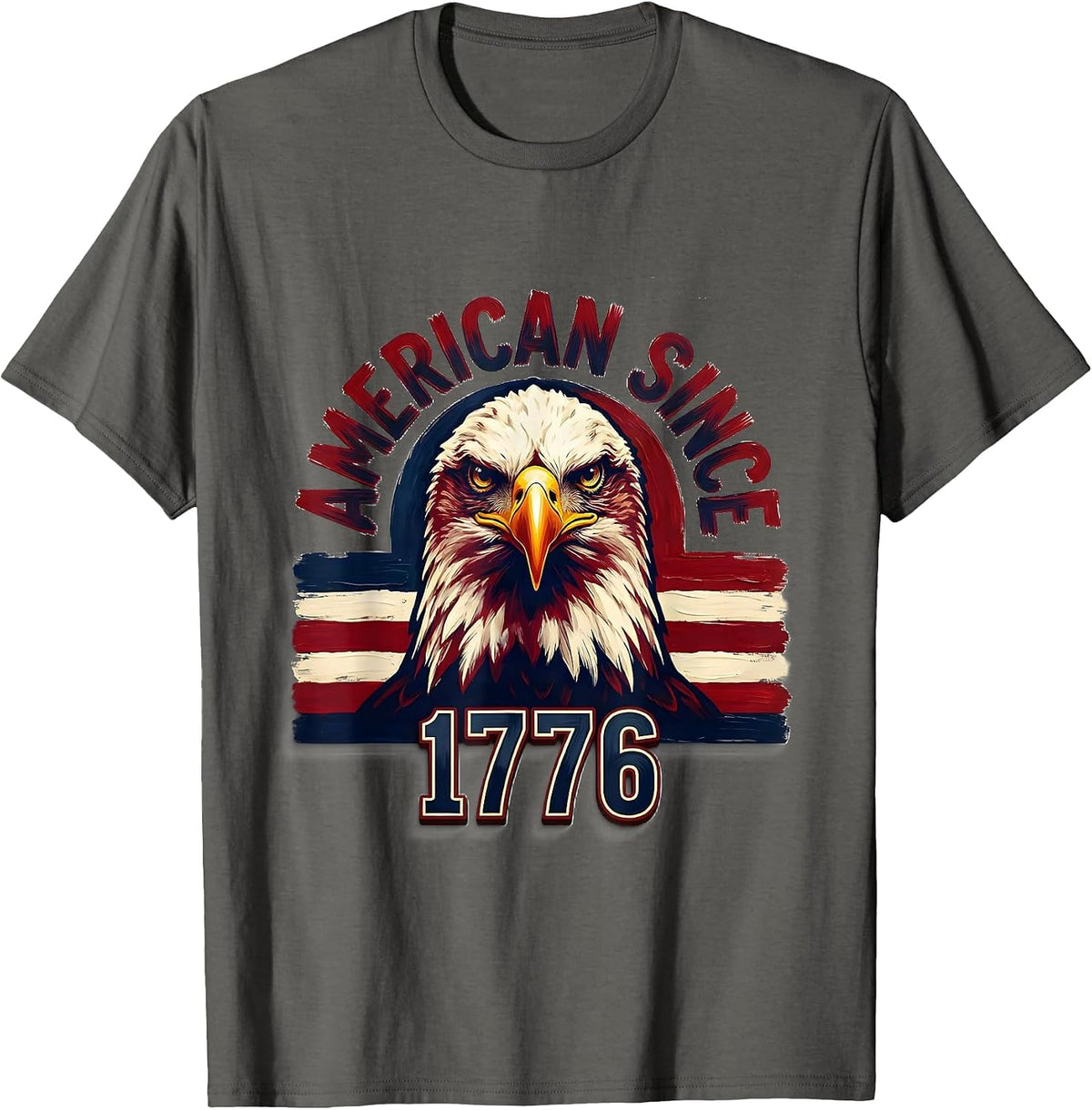 Men's American Since 1776 Patriotic Eagle Flag 250th Anniversary T-Shirt - Asphalt Grey