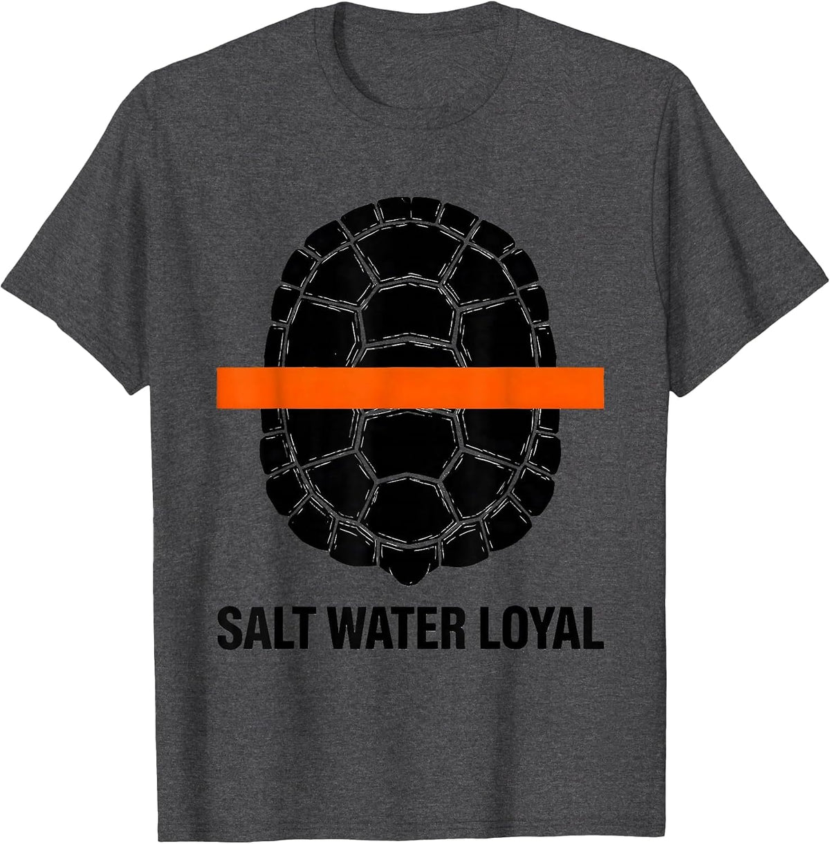 Men's Salt Water Loyal Brutalist Sea Turtle Ocean Animal Lover T-Shirt - Dark Heather Grey