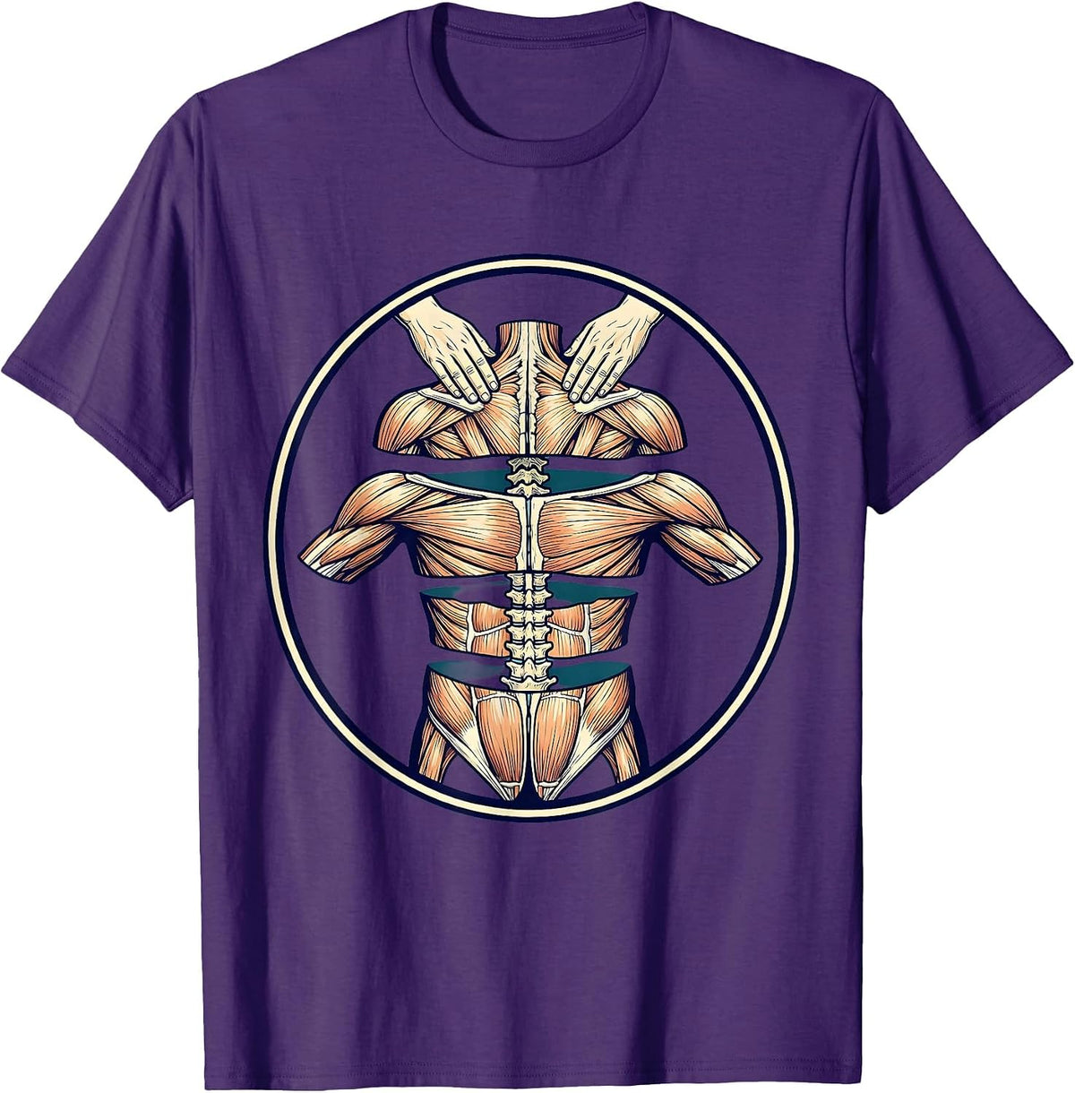 Men's Physical Therapy Hands On Back Massage Illustration T-Shirt - Purple