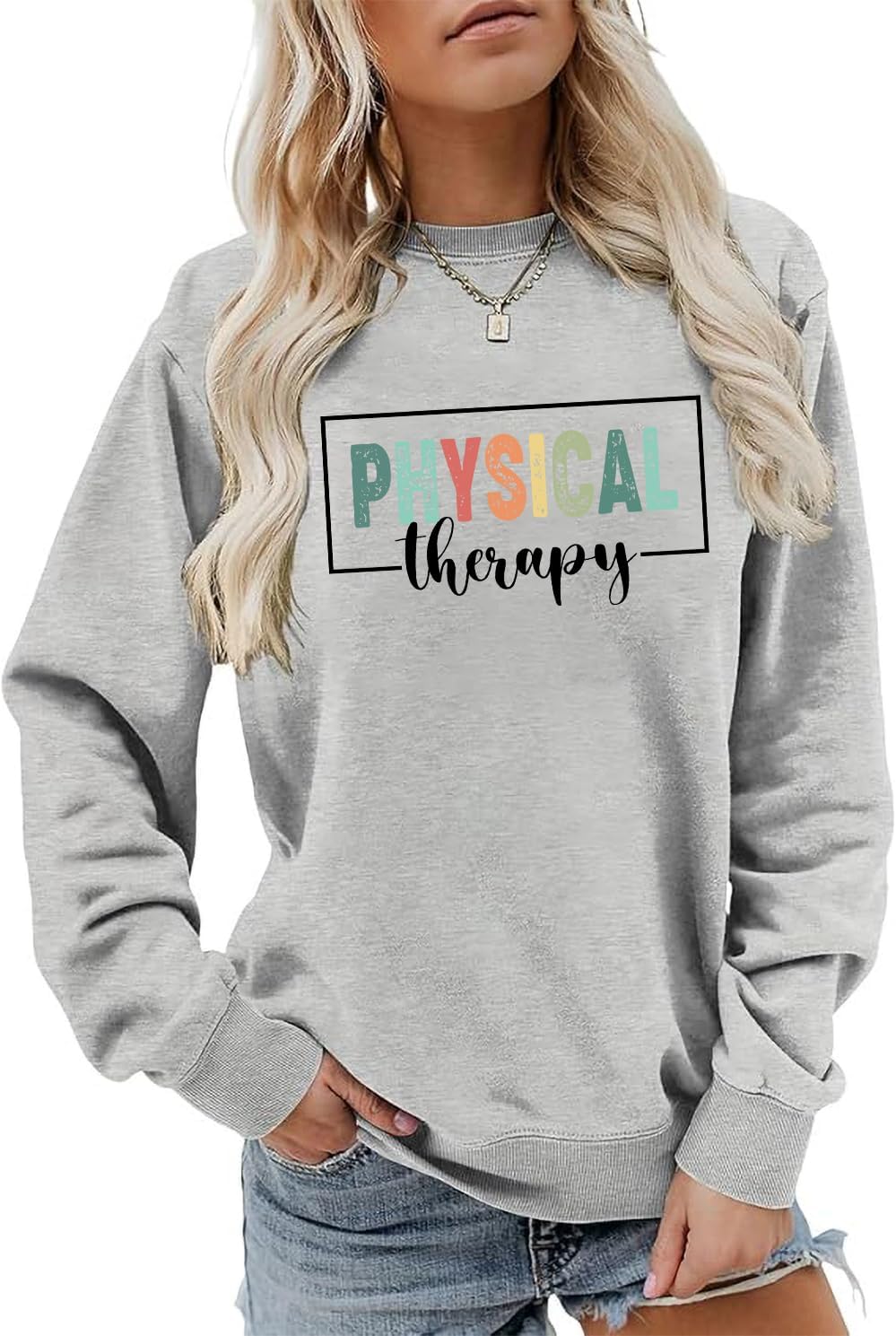 Physical Therapy Sweatshirt Physical Therapist Hoodie Novelty Sweatshirt Long Sleeve Pullover Tops - Grey