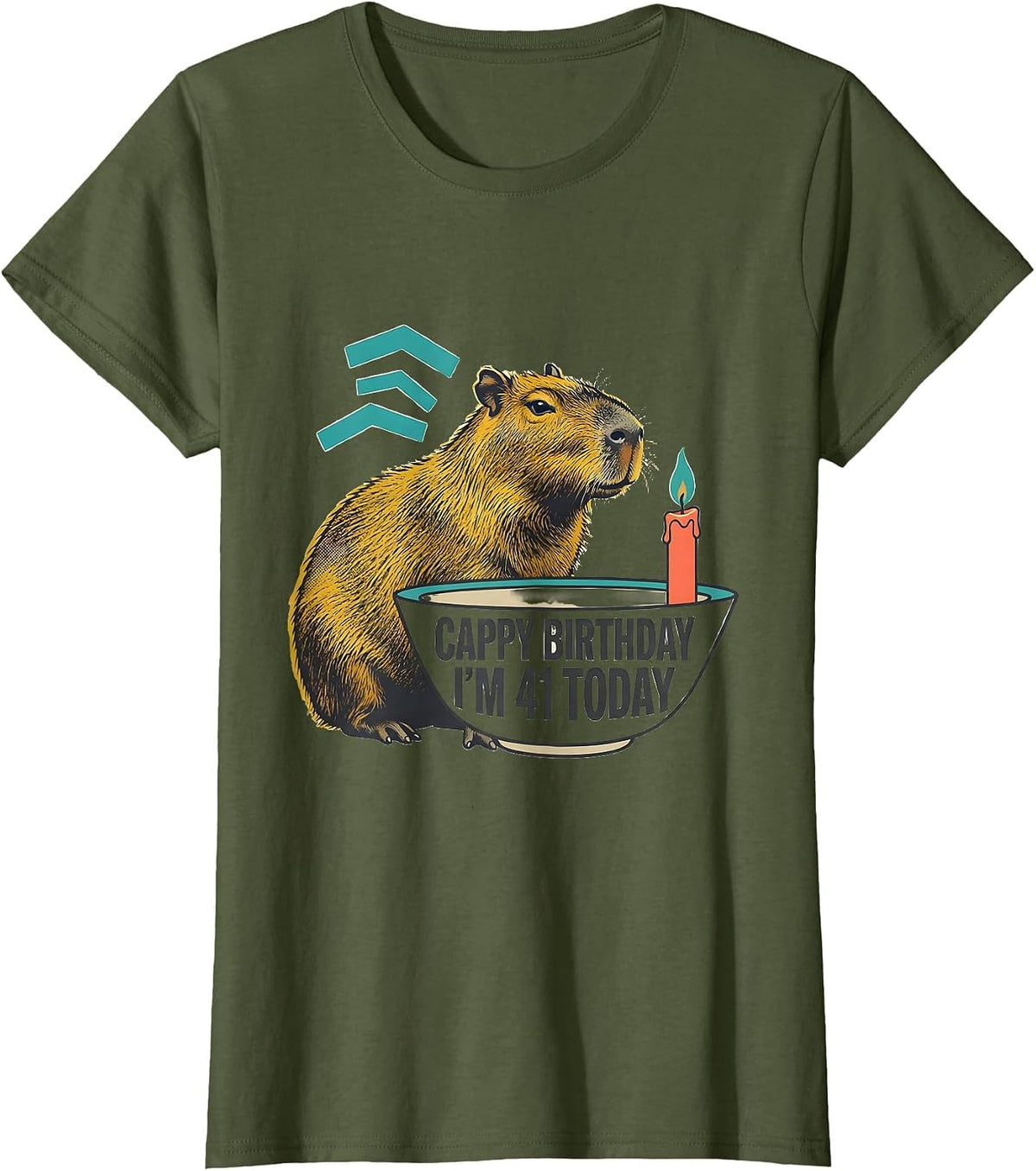 Women's Cappy Birthday I'm 41 Today Funny Capybara Kawaii Birthday T-Shirt - Olive Green