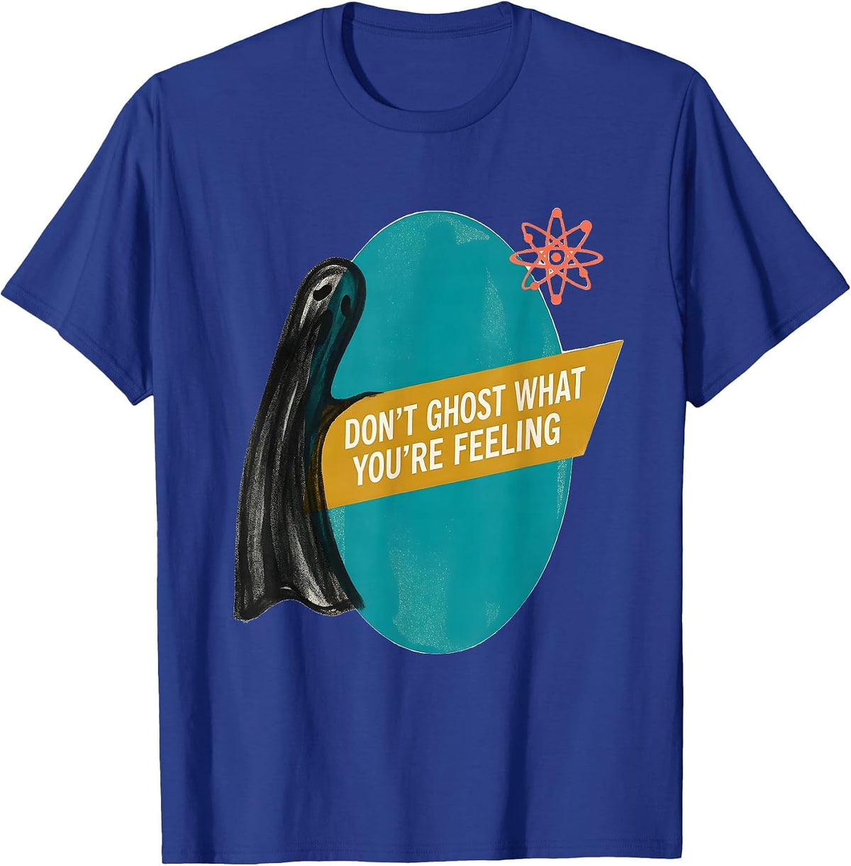Men's Don't Ghost What You're Feeling Midcentury Modern Halloween T-Shirt - Royal Blue