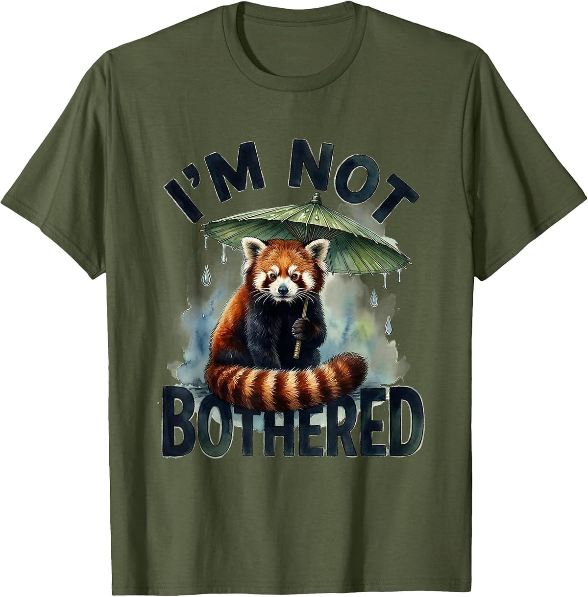 I'm Not Bothered Cute Red Panda Lover Gift for Panda Fans T-Shirt - Olive Green