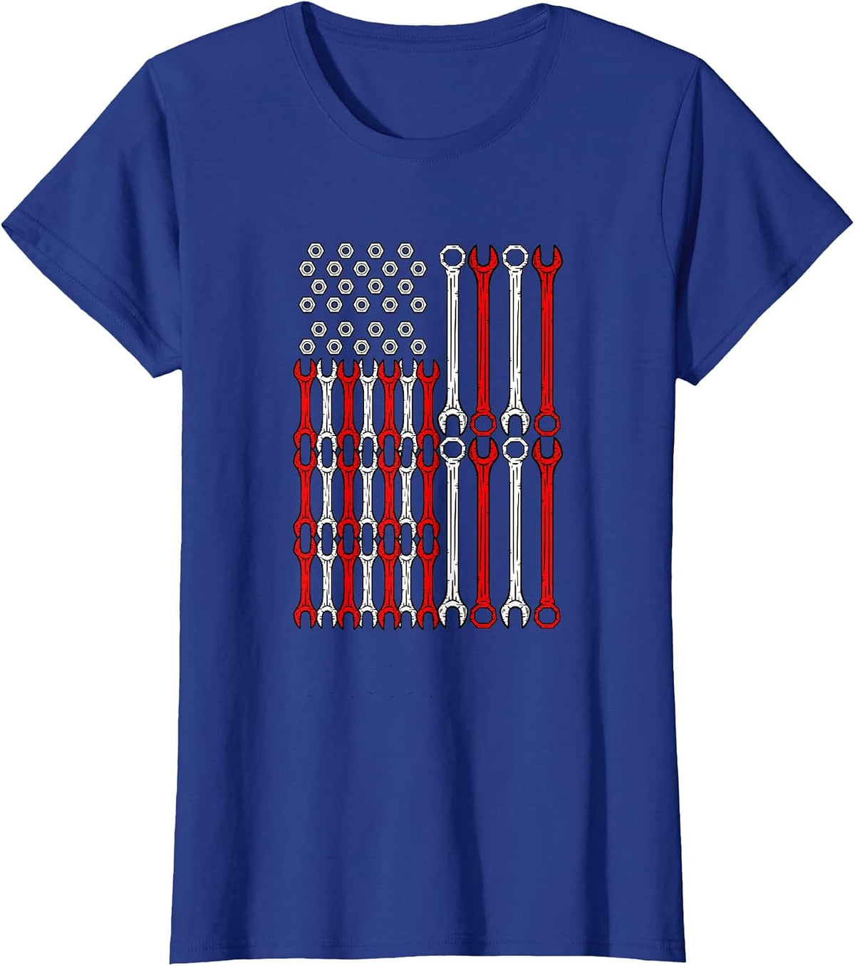 USA Red White and Blue Wrench Flag - Car Motor Repair Worker T-Shirt - Royal Blue